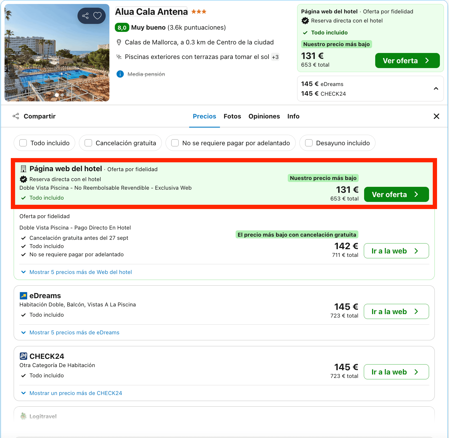 Septiembre en Cales de Mallorca: hotel en un acantilado con vistas y media pensión desde 65€ p.p./noche