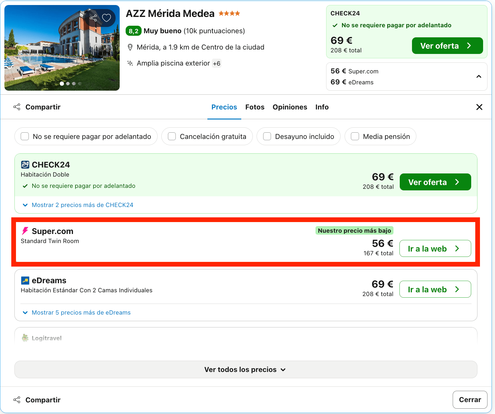 Escapada de última hora: hotel 4* con piscina en Mérida desde 28€ p.p./noche
