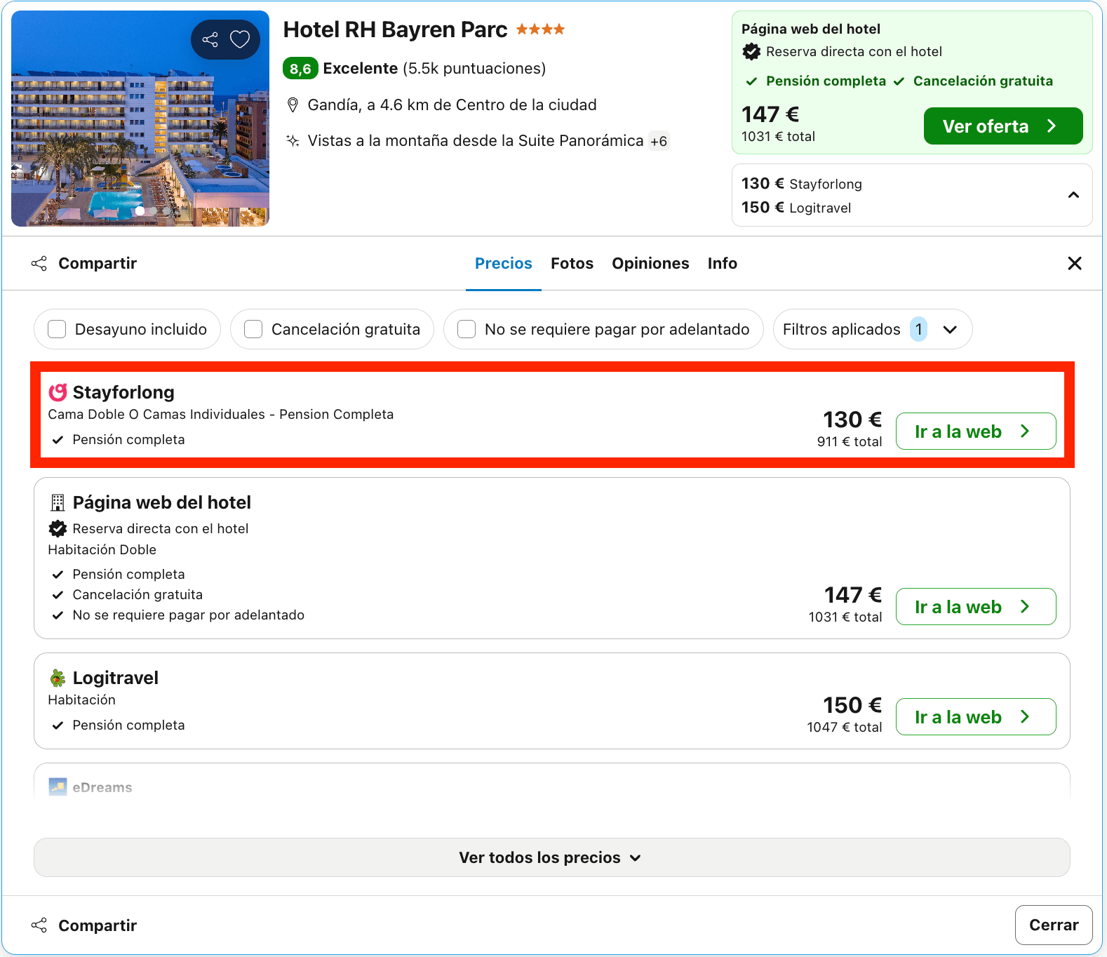 Vacaciones en Gandía: 7 noches en un encantador hotel con pensión completa desde 455€ p.p.