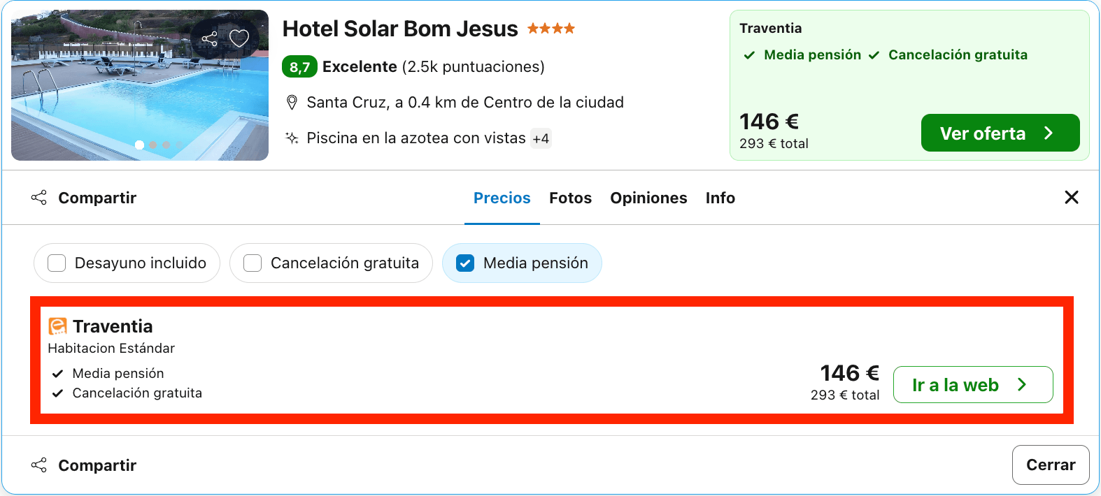 Final de verano en Madeira: hotel 4* con desayuno, almuerzo y cena desde 73€ p.p./noche