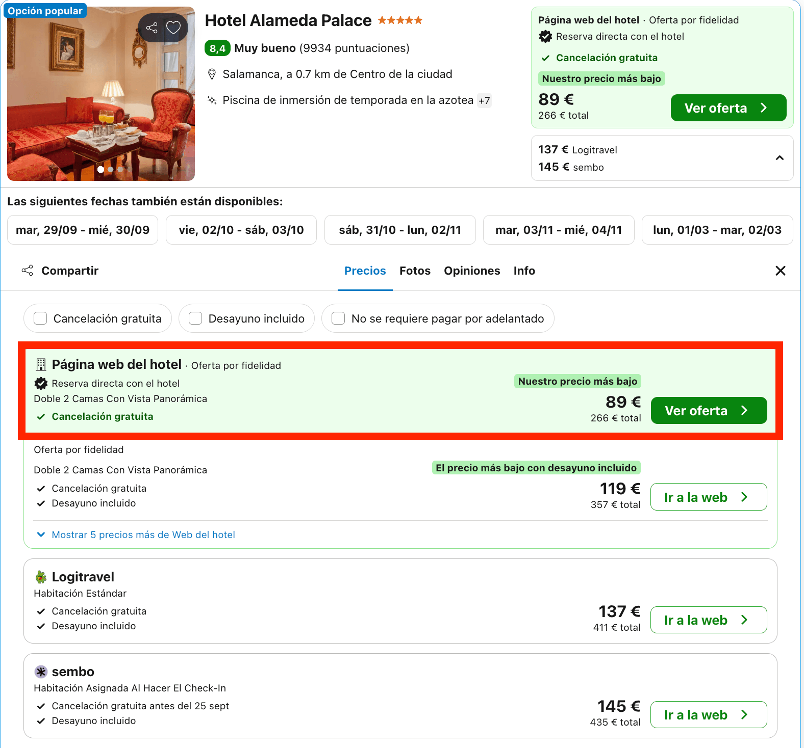 Escapada de lujo en Salamanca: hotel 5* desde 44€ p.p./noche