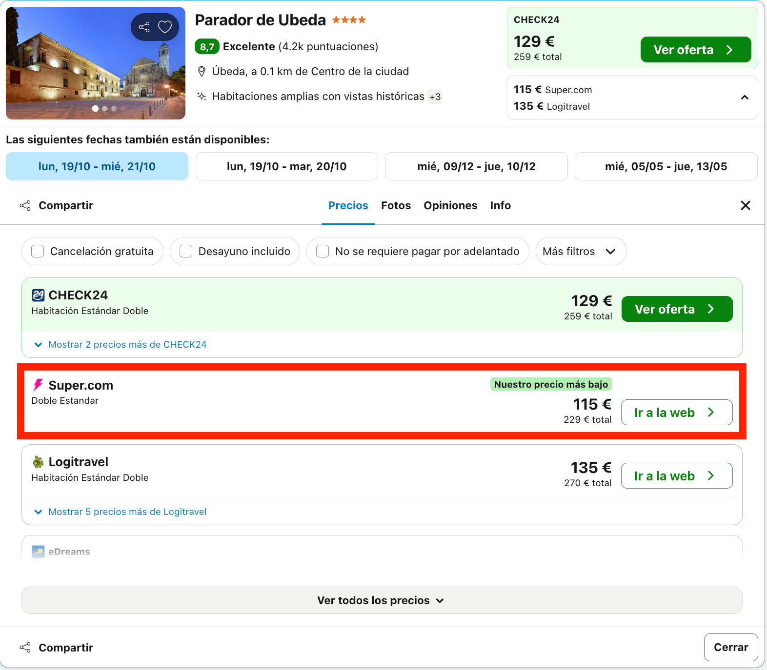 Parador ubicado en un antiguo palacio renacentista del siglo XVI desde 57€ p.p./noche
