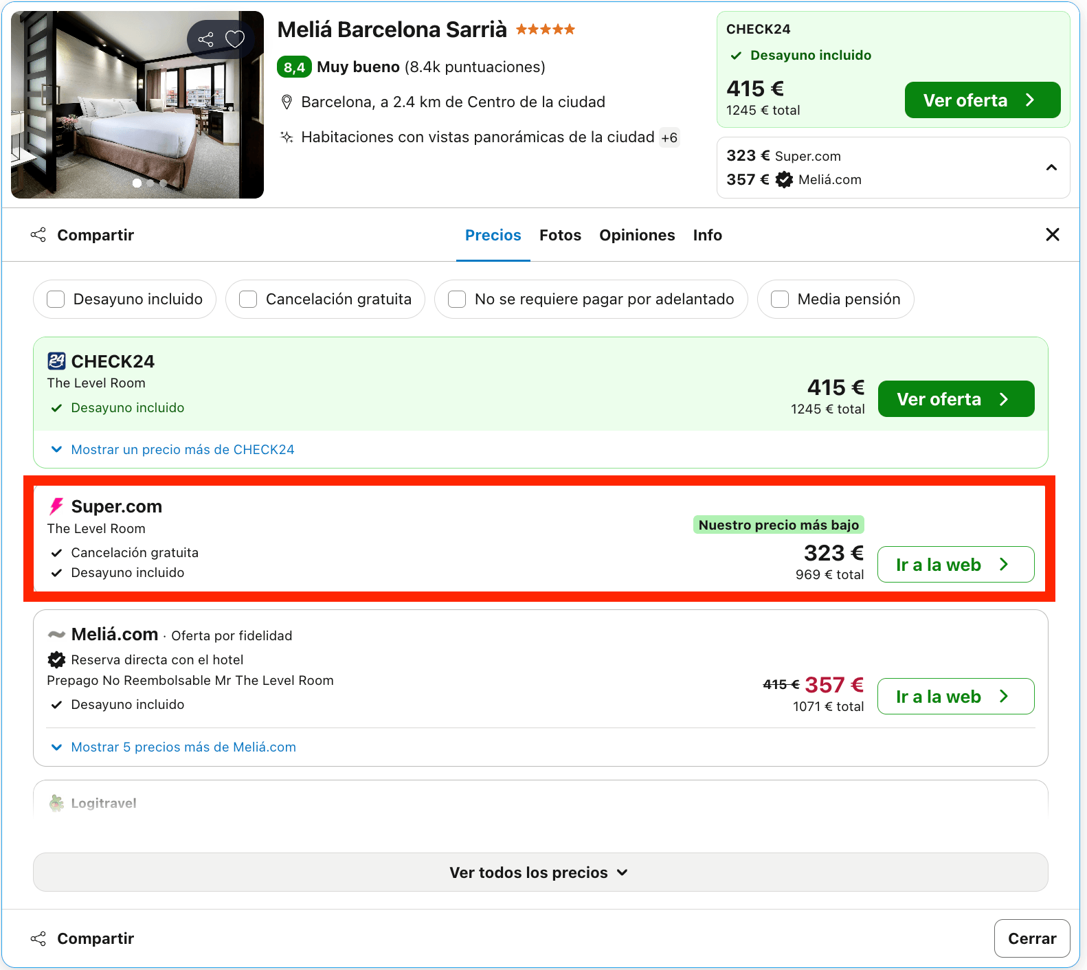 Escapada de última hora: hotel Meliá 5* en Barcelona desde 161€ p.p./noche