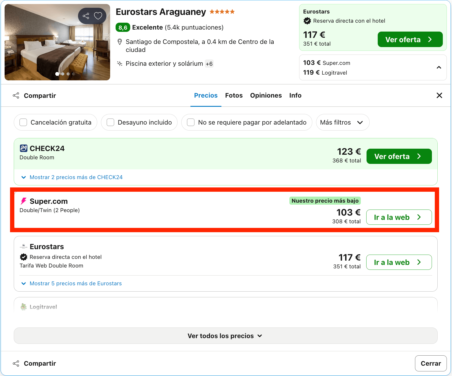 Escapada de lujo a Santiago de Compostela: hotel Eurostars 5* desde 51€ p.p./noche
