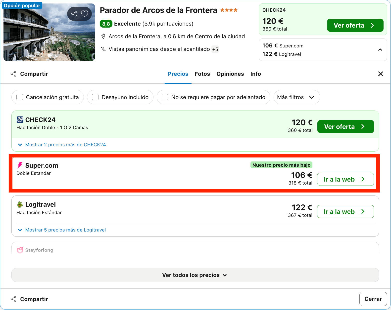 Parador ubicado en lo alto de un acantilado con unas vistas panorámicas espectaculares desde 53€ p.p./noche