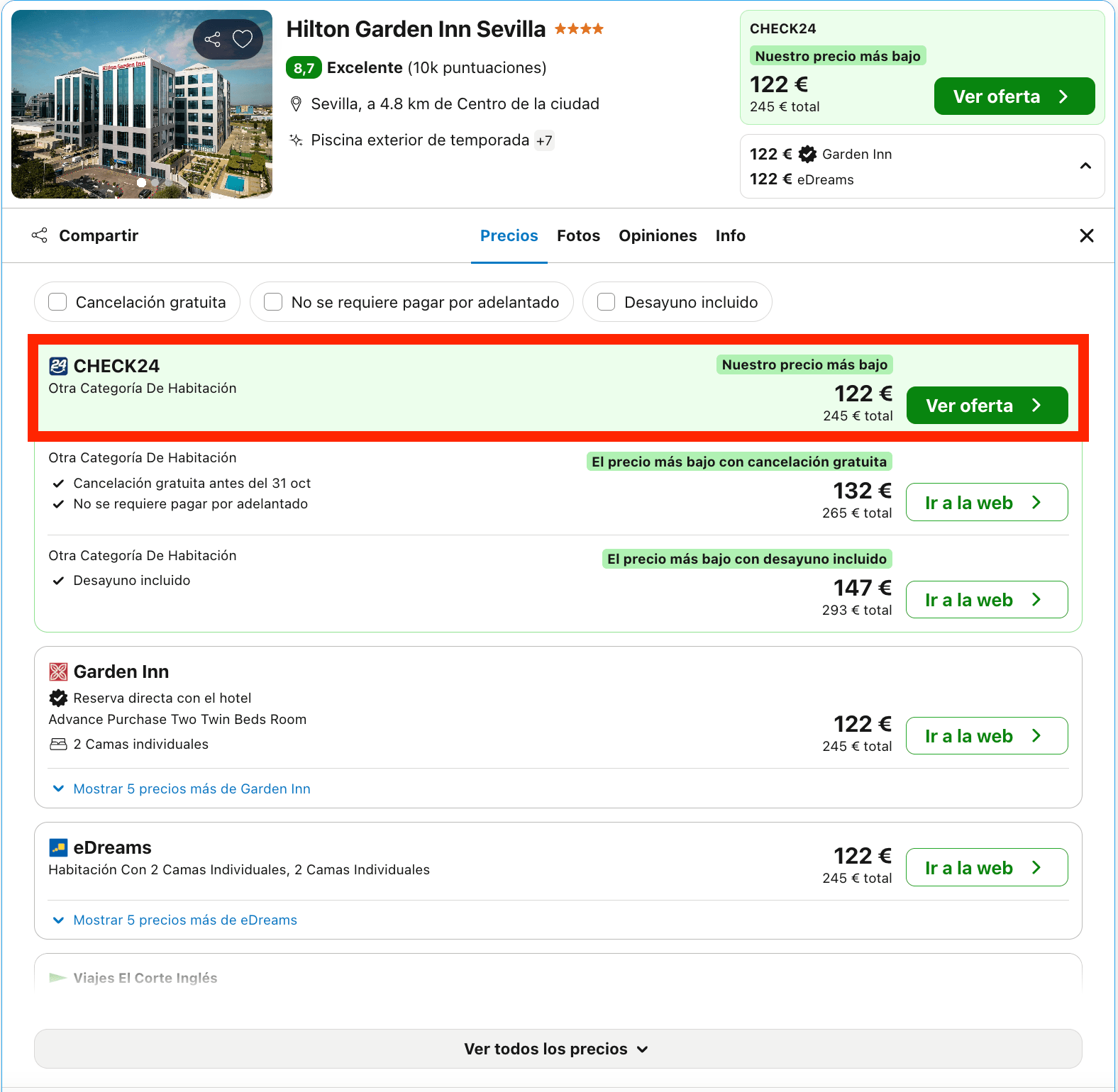 Fin de semana en el Hilton Garden Inn Sevilla 4* con piscina desde 61€ p.p./noche