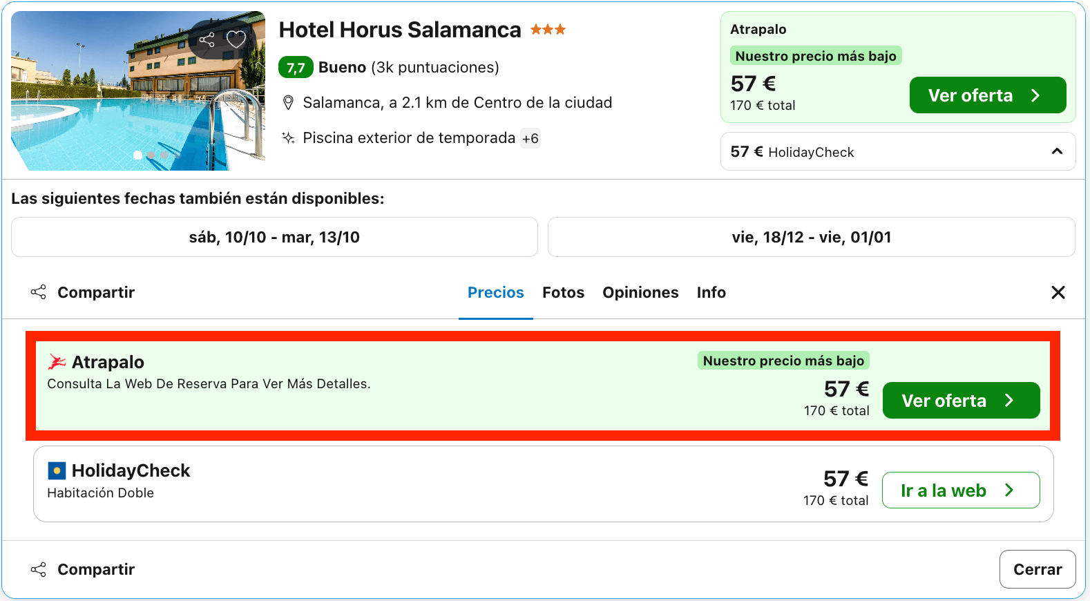 Escapada de última hora: hotel con piscina en Salamanca desde 28€ p.p./noche