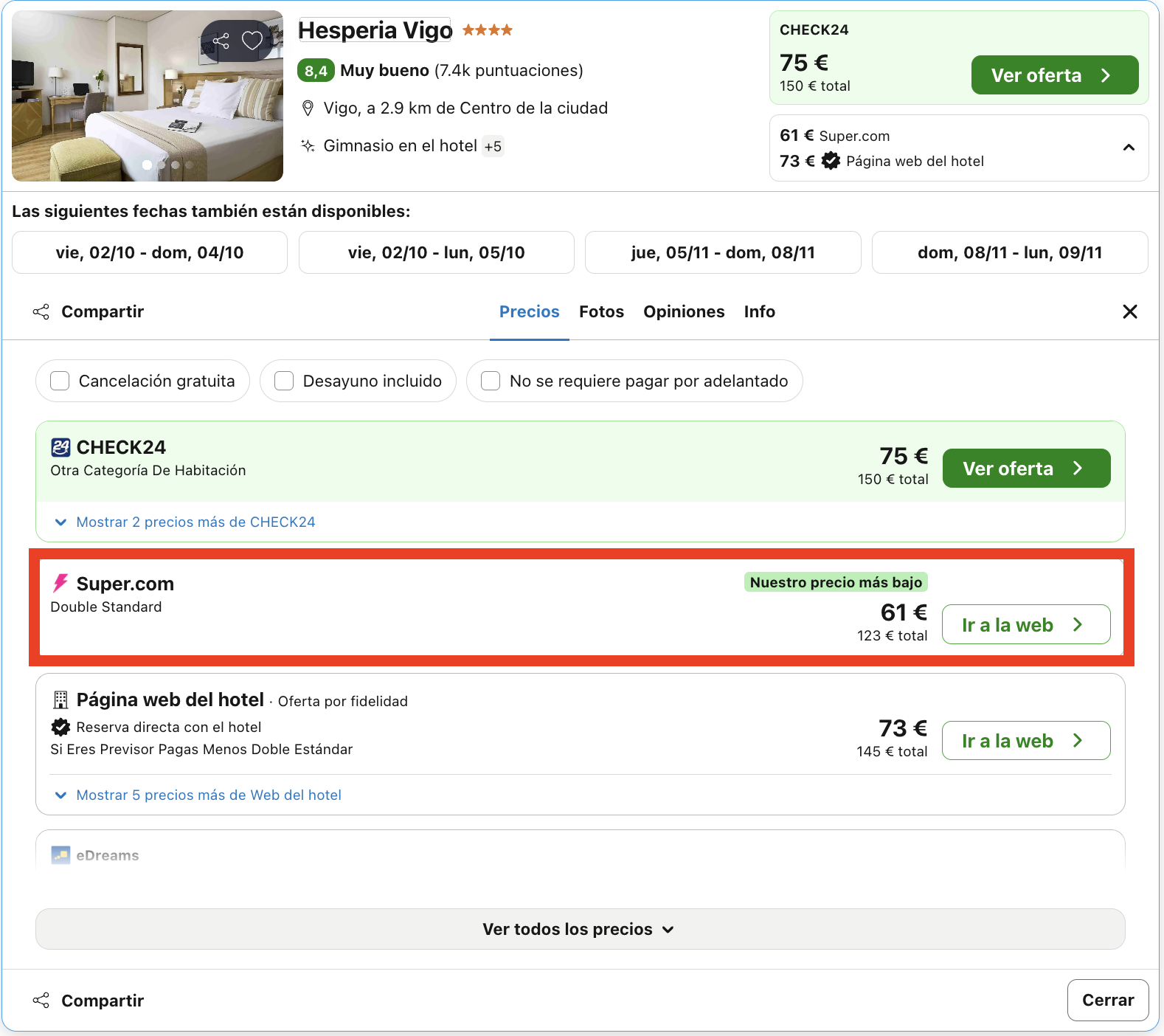 Escapada de fin de semana en Vigo: hotel 4* desde 30€ p.p./noche