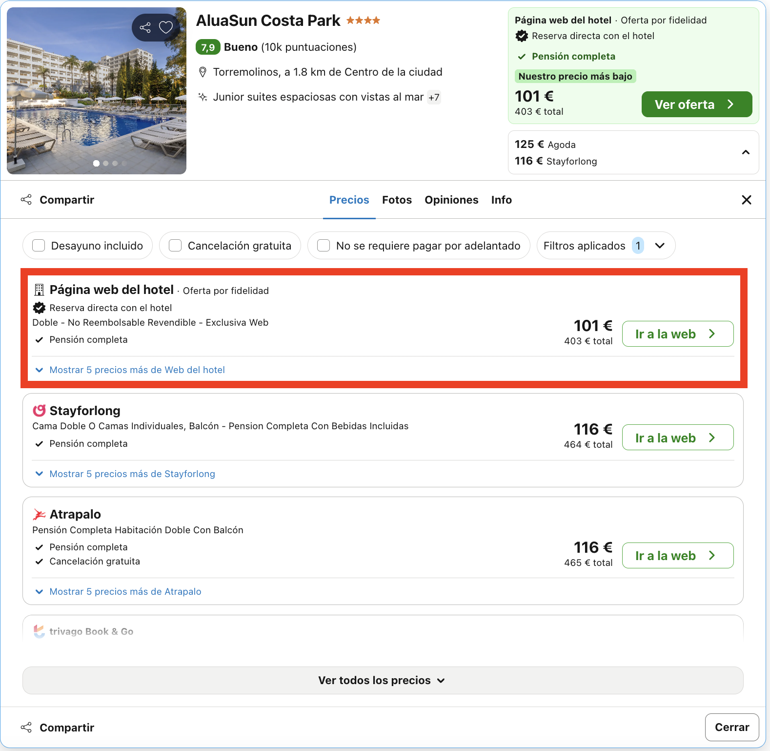 Otoño en Torremolinos: hotel 4* con todas las comidas incluidas desde 50€ p.p./noche