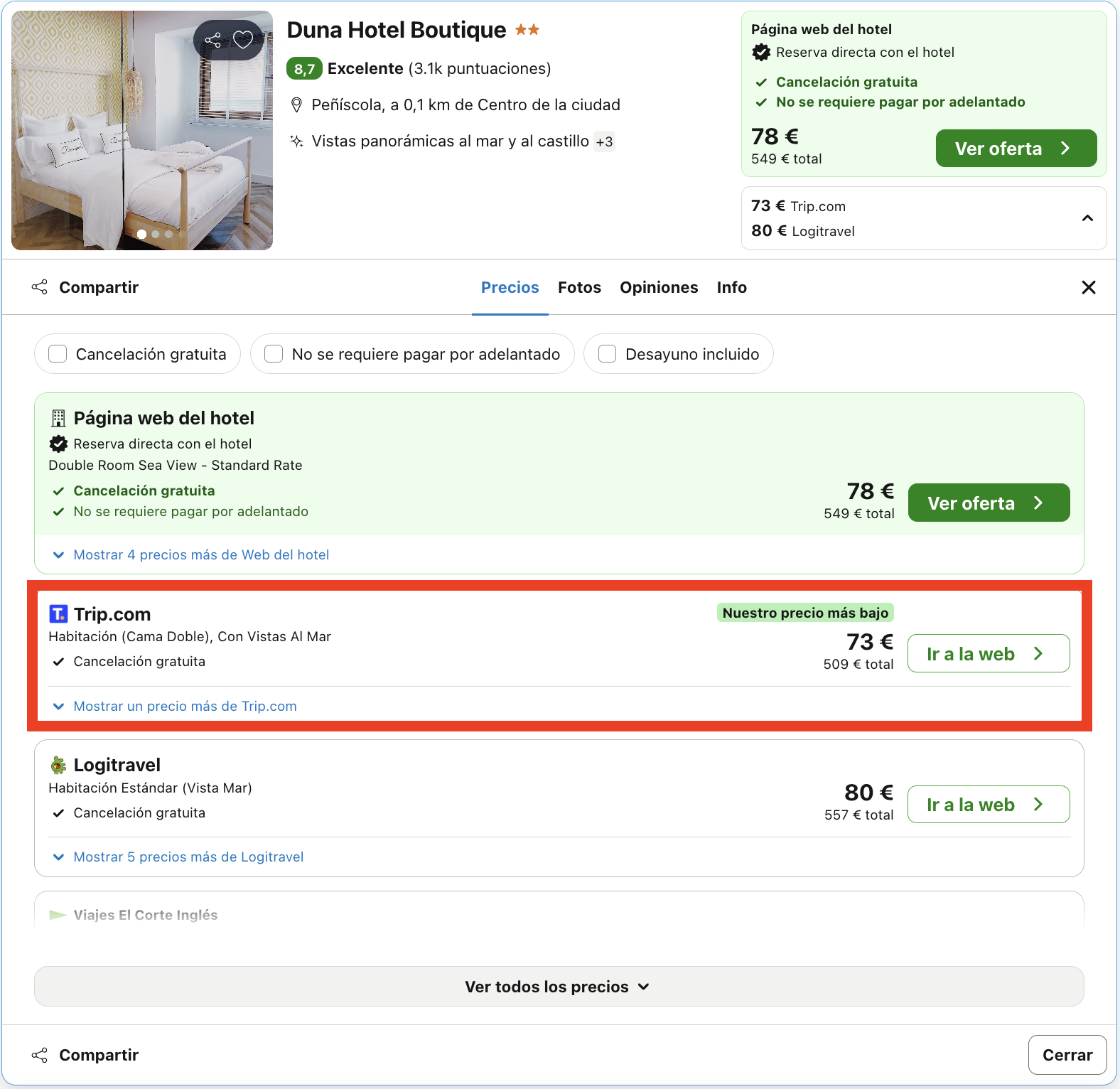 Vacaciones en Peñíscola: 7 noches en un hotel boutique de diseño desde 254€ p.p.