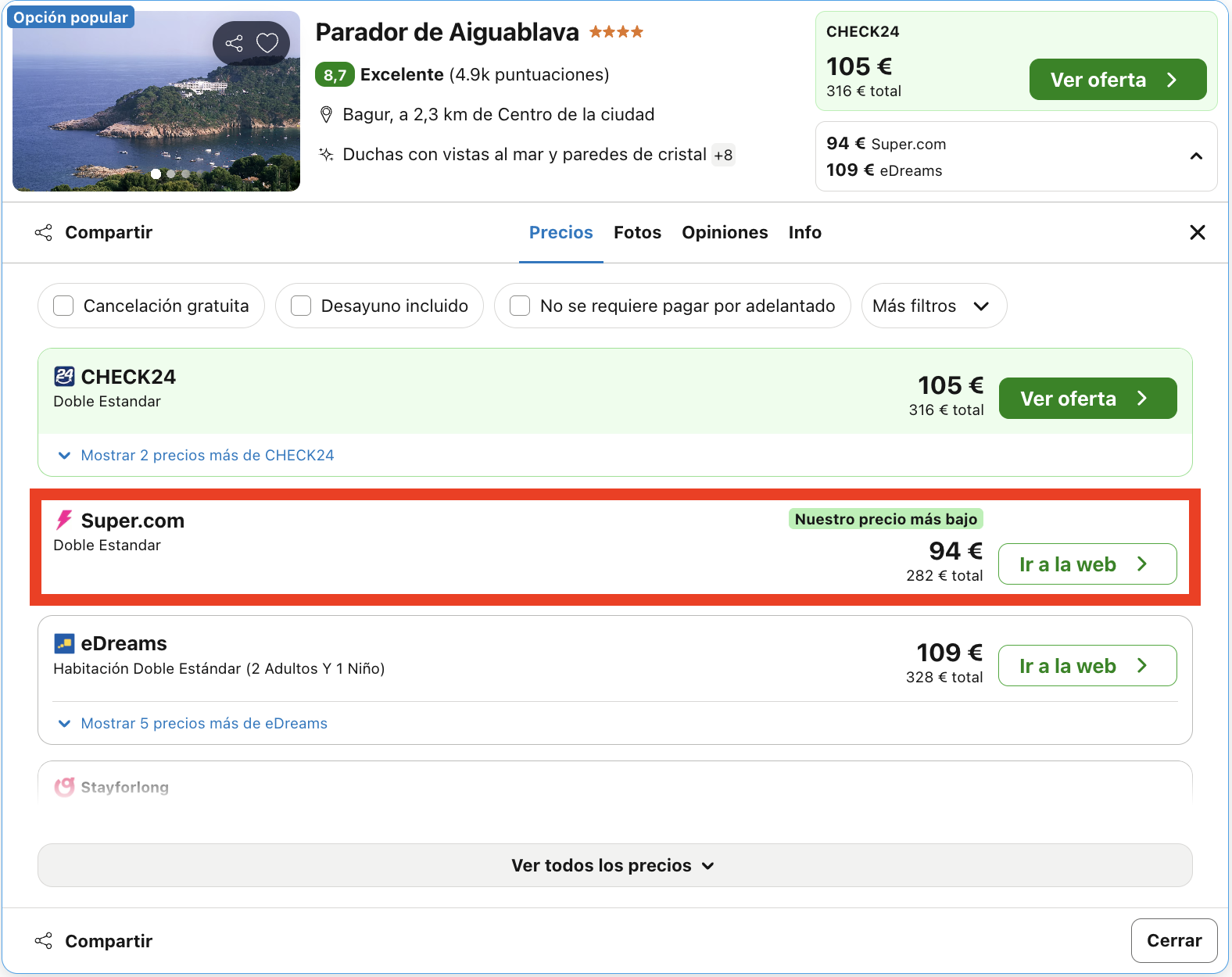 Encantador Parador sobre un acantilado en la Costa Brava desde 47€ p.p./noche