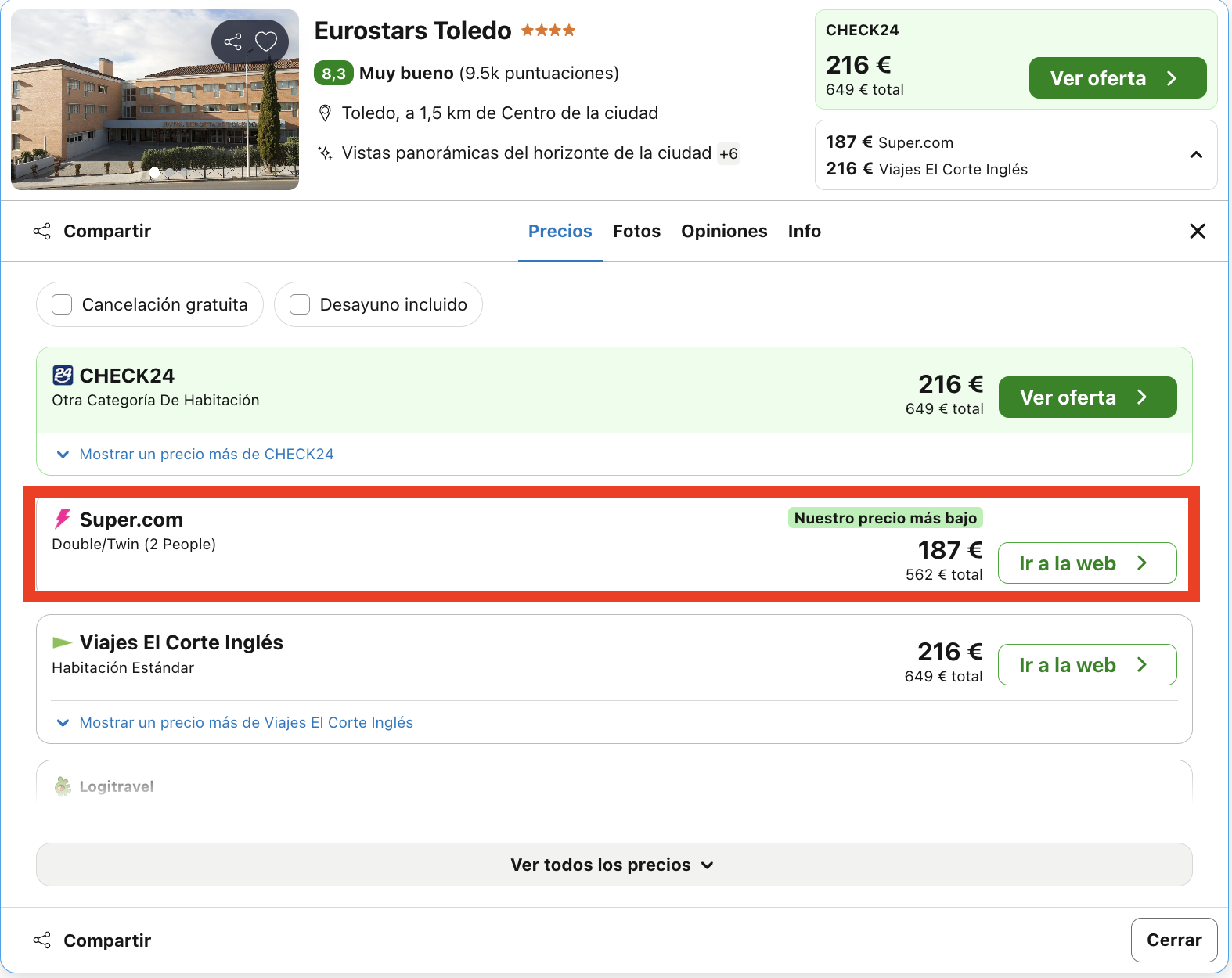 Escapada de última hora a Toledo: hotel Eurostars 4* con piscina desde 93€ p.p./noche