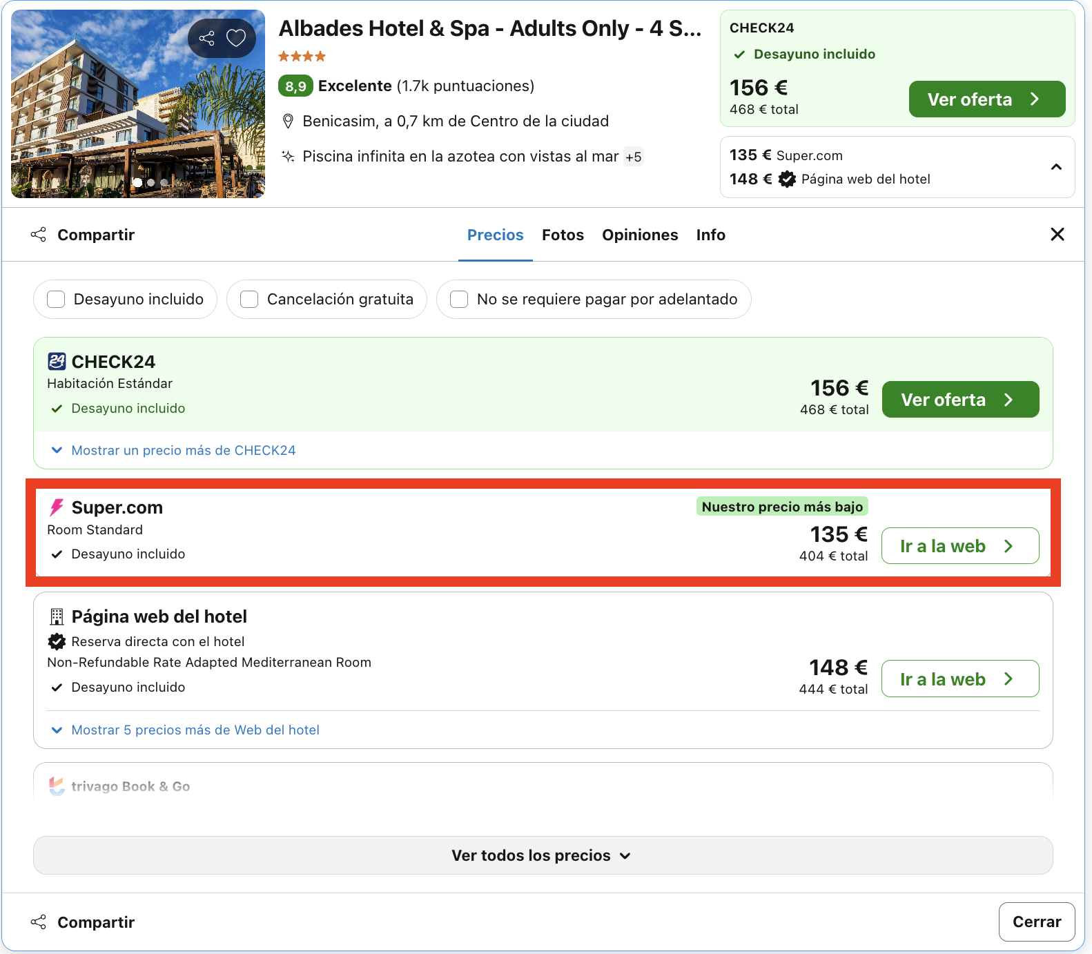 Hotel 4* superior en Benicàssim solo para adultos desde 67€ (desayuno incluido) p.p./noche