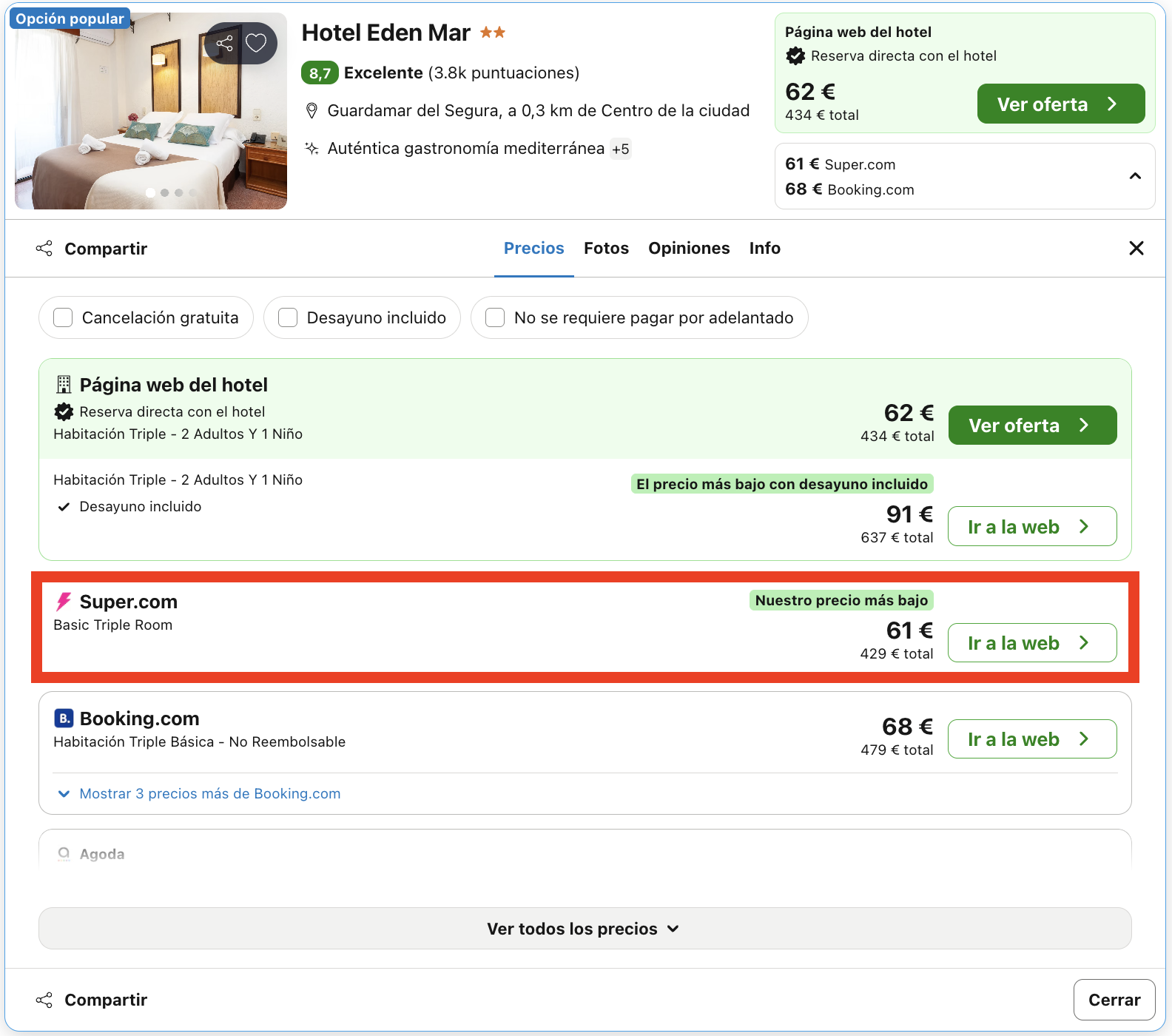 Vacaciones en Guardamar del Segura: 7 noches en un cálido y acogedor hotel desde 214€ p.p.