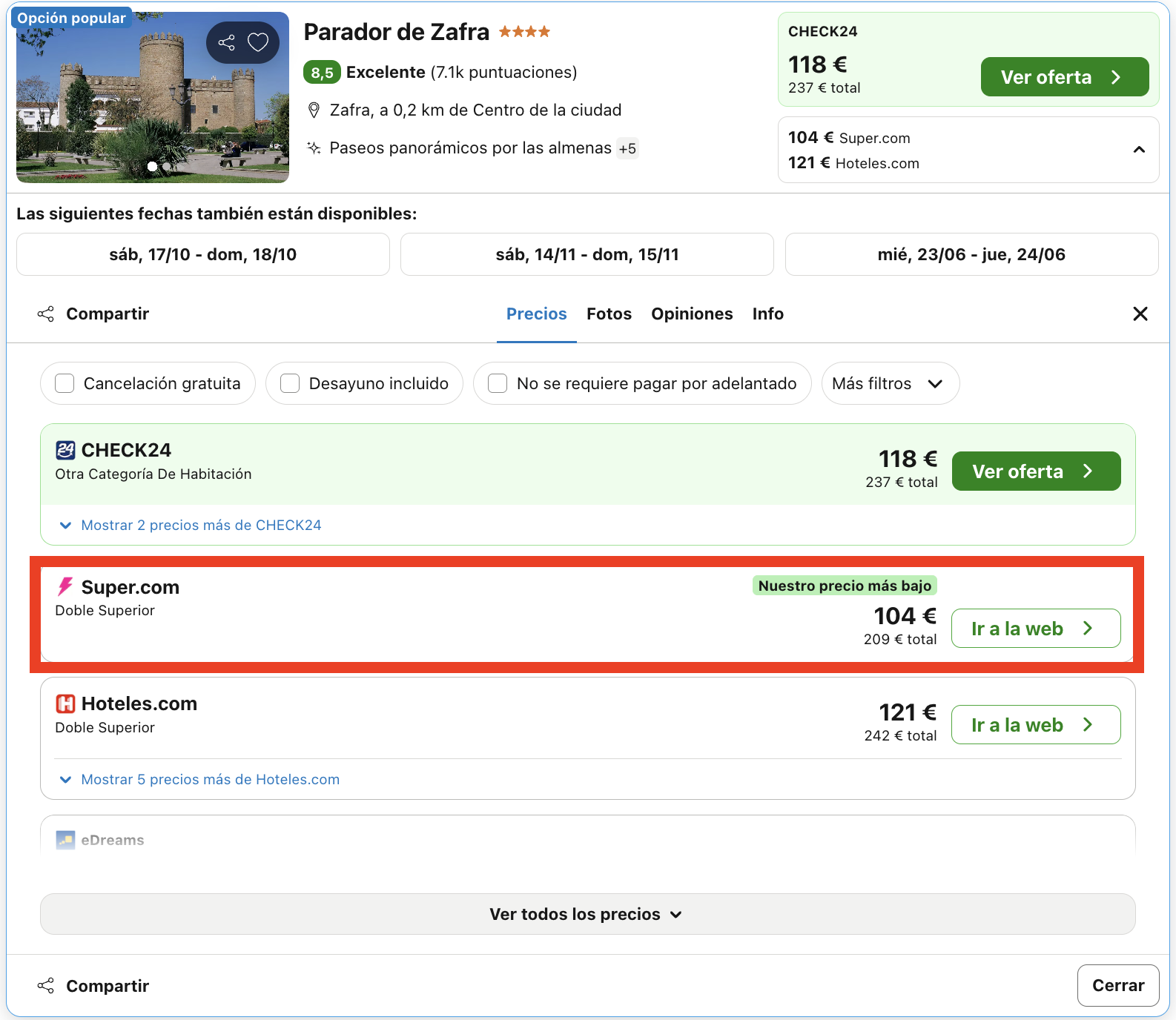 Impresionante castillo-palacio del siglo XV convertido en un lujoso Parador desde 52€ p.p./noche