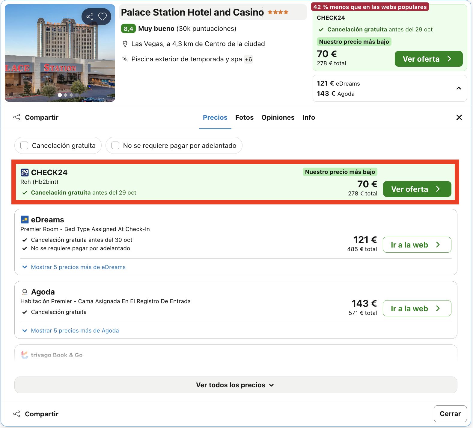 Las Vegas: Palace Station Hotel & Casino 4* desde 35€ p.p./noche