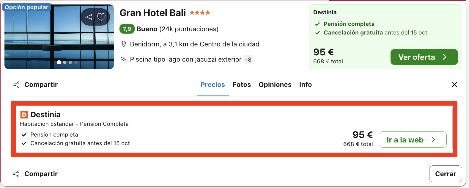 Vacaciones en Benidorm: 7 noches en un acogedor hotel con pensión completa desde 334€ p.p.
