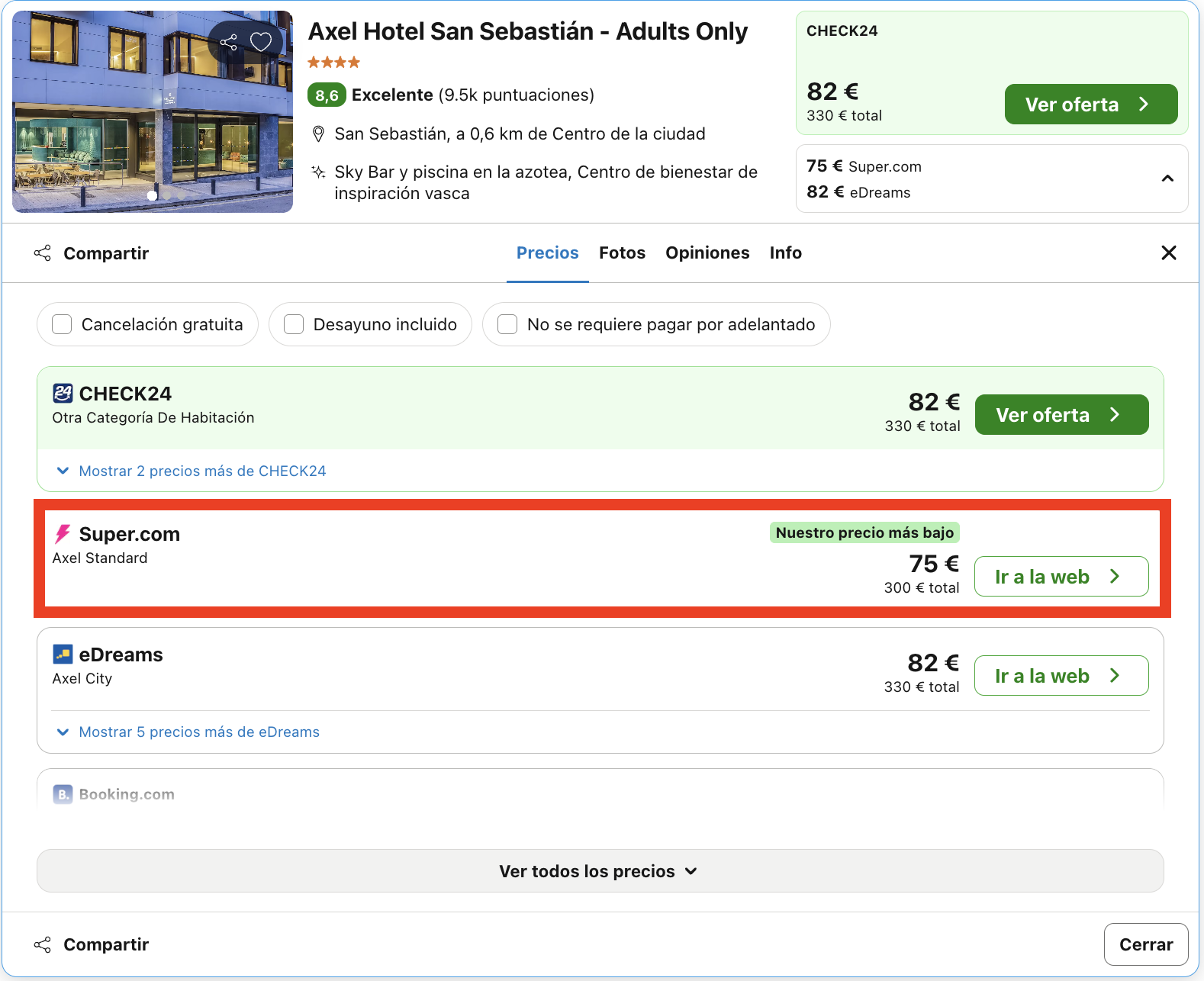 Hotel Axel 4* solo para adultos en Donostia-San Sebastián desde 37€ p.p./noche