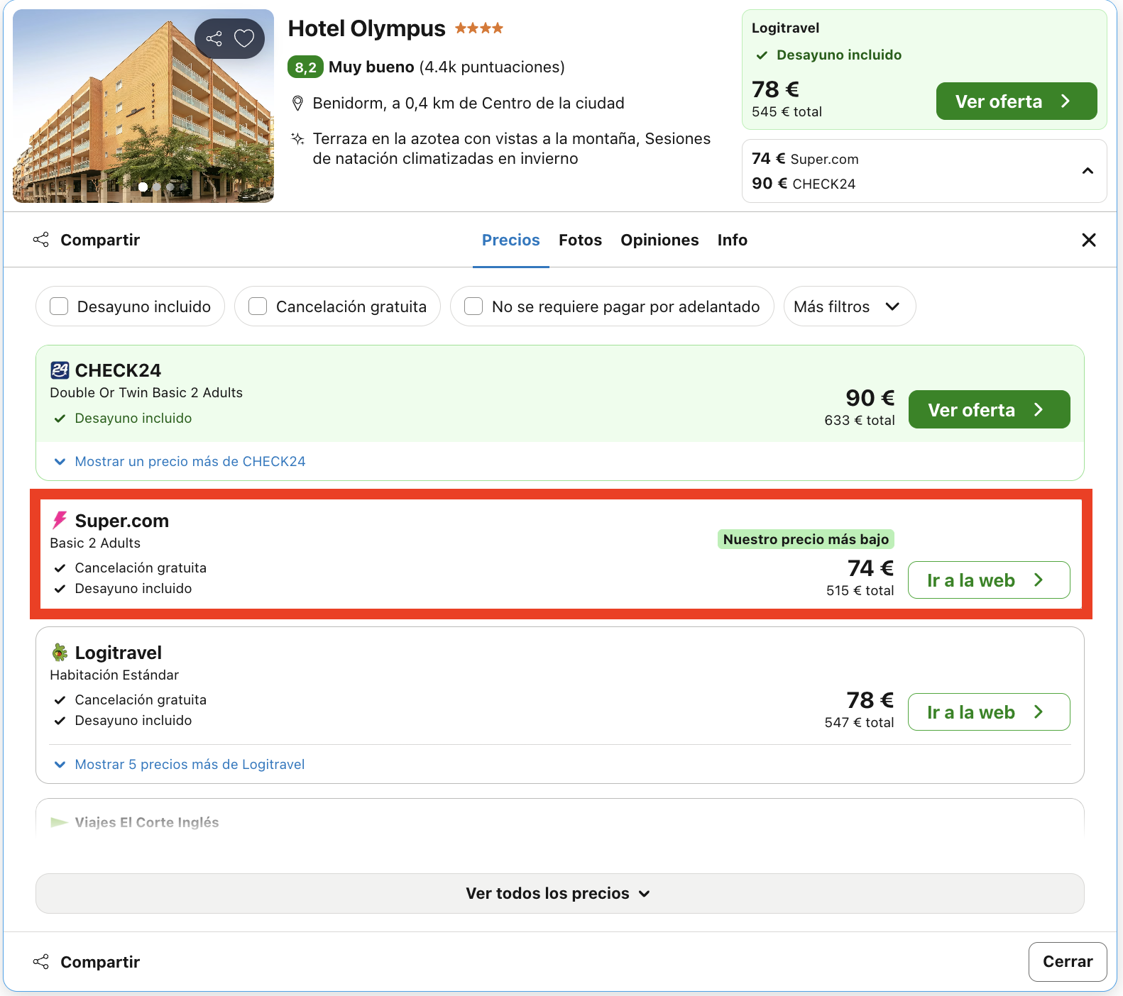 Vacaciones en Benidorm: 7 noches en un cálido y acogedor hotel 4* desde 257€ p.p.