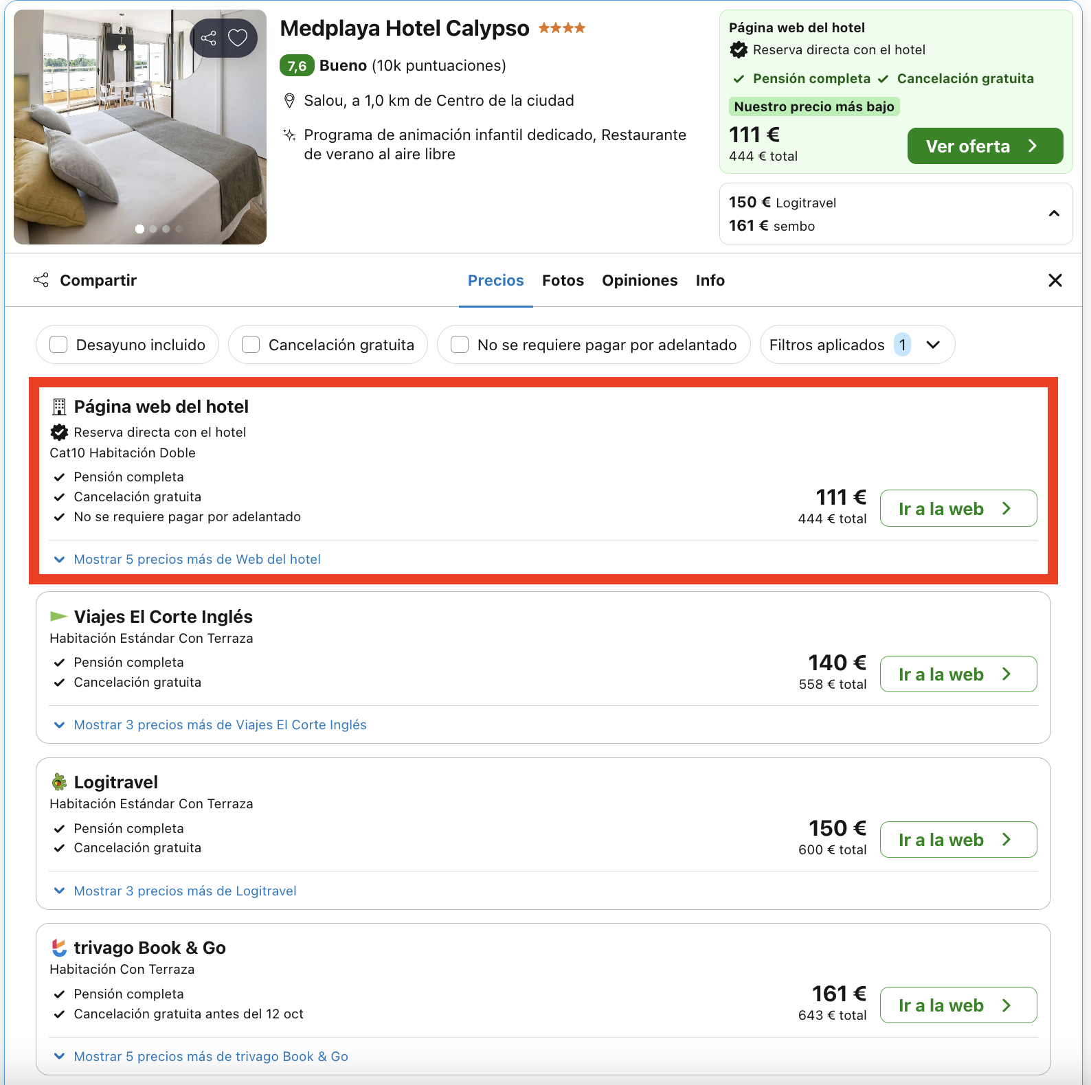 Octubre en Salou: hotel a escasos metros de la playa con todas las comidas incluidas desde 55€ p.p./noche