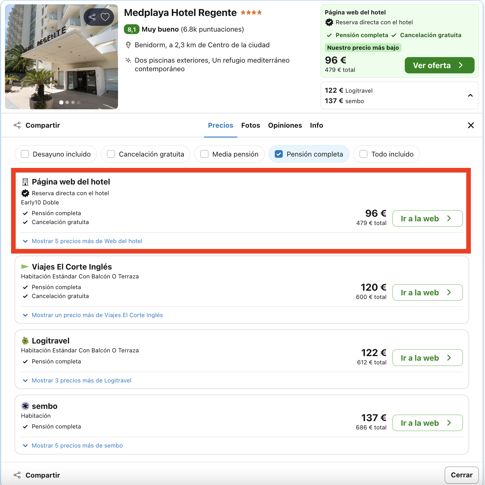 Vacaciones en Benidorm: hotel con todas las comidas incluidas desde 48€ p.p./noche