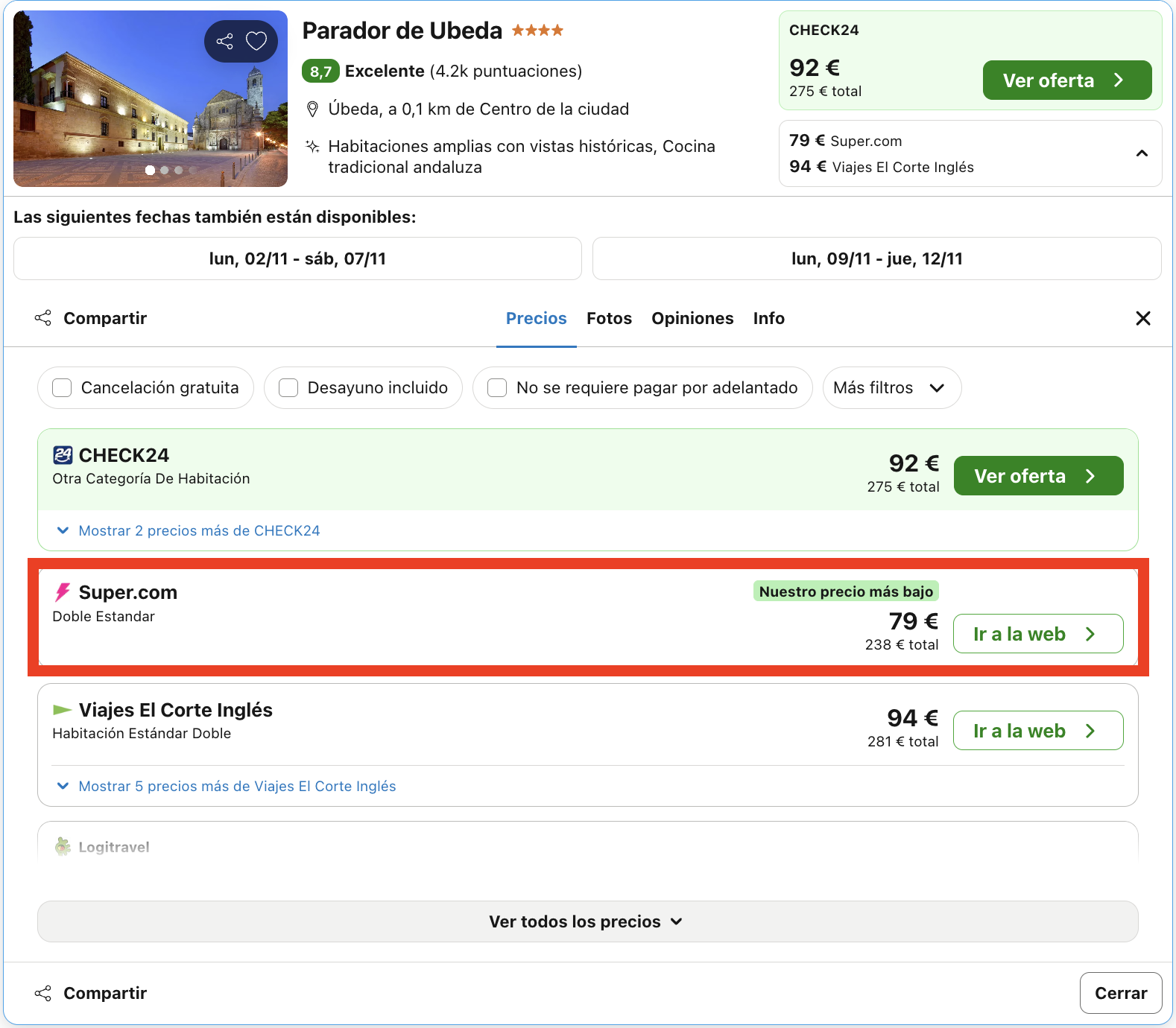 Parador ubicado en un antiguo palacio renacentista del siglo XVI desde 39€ p.p./noche