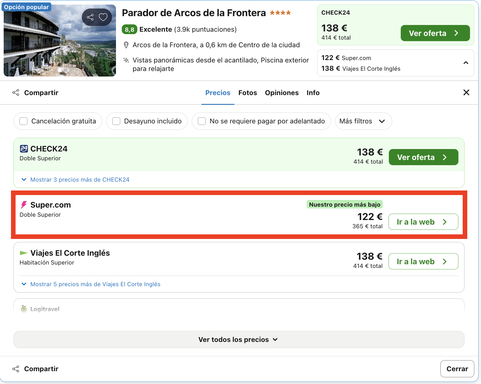 Parador ubicado en lo alto de un acantilado con unas vistas panorámicas espectaculares desde 61€ p.p./noche