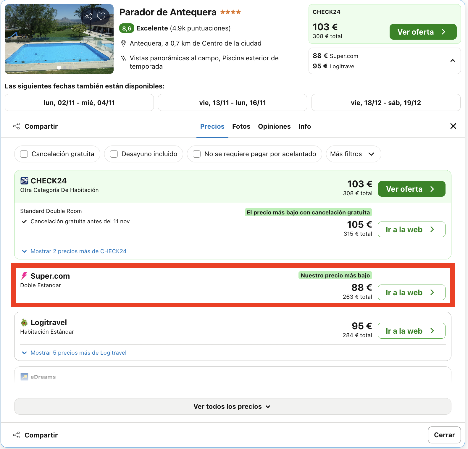 Parador de diseño contemporáneo y vistas panorámicas desde 44€ p.p./noche