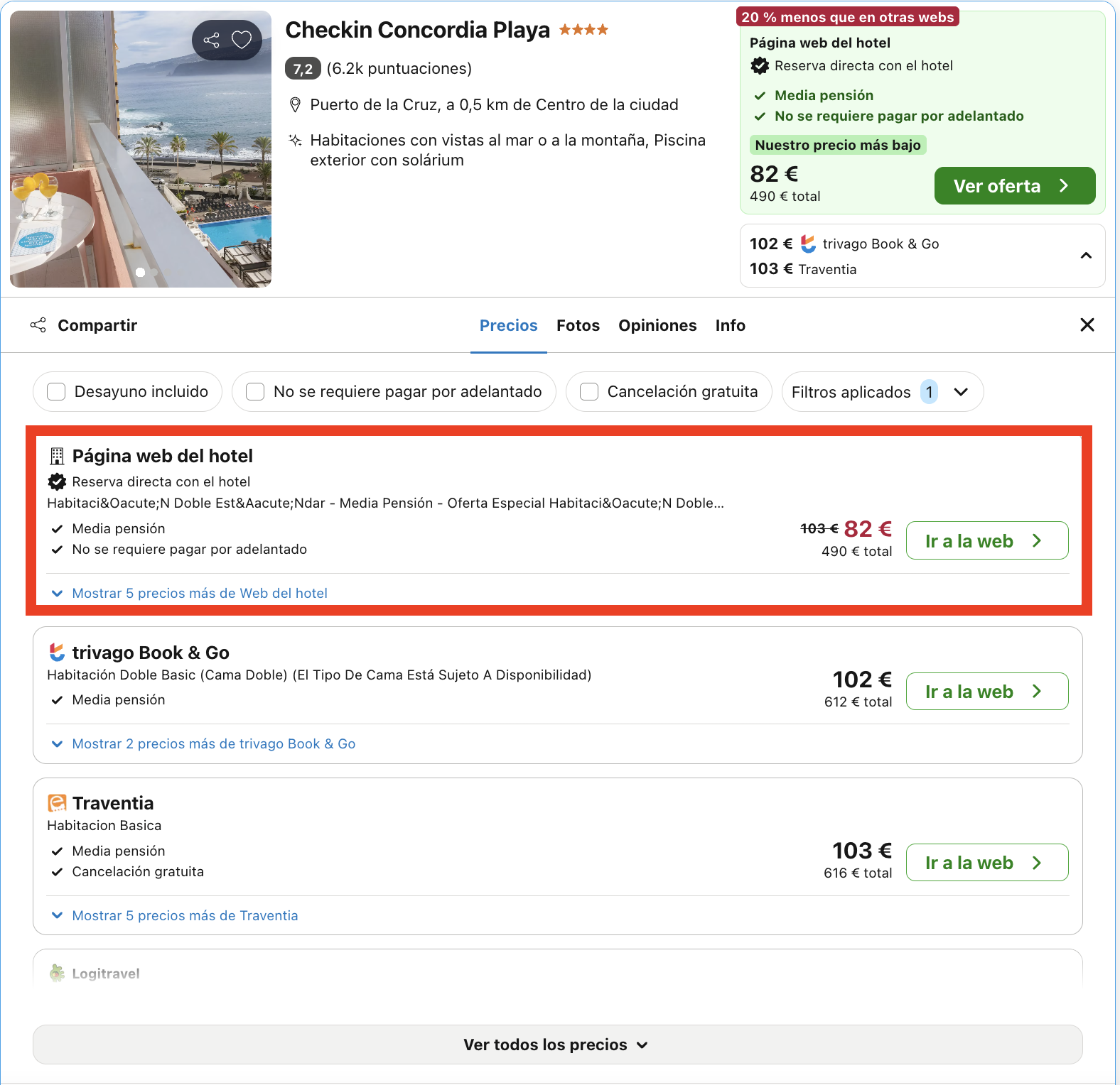 Tenerife: vuelos + 6 noches en un hotel con media pensión desde 292€ p.p.