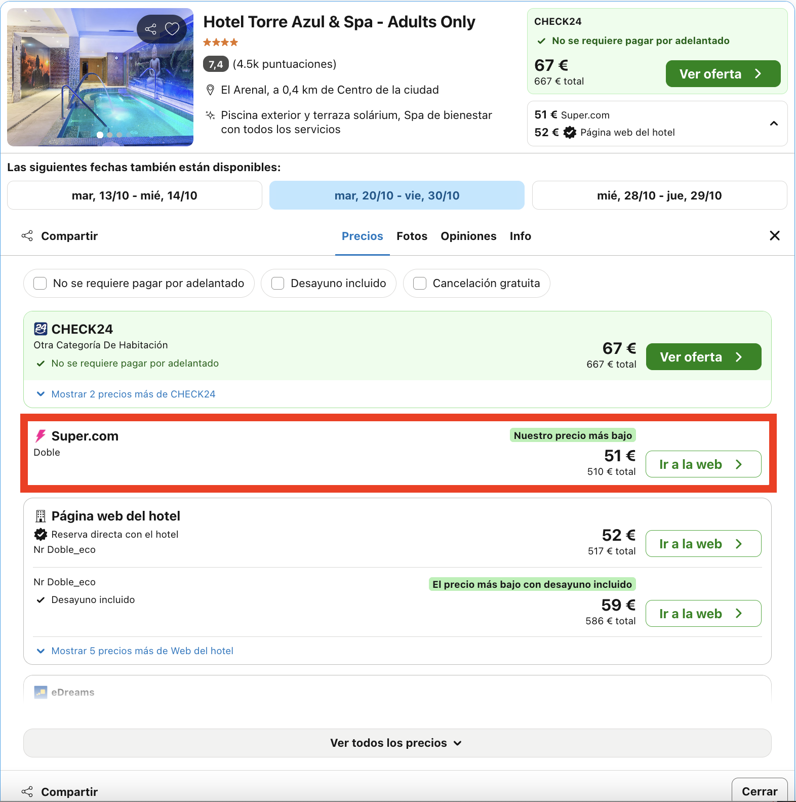 Mallorca: hotel & spa 4* con vistas panorámicas al mar exclusivo para adultos desde 25€ p.p./noche