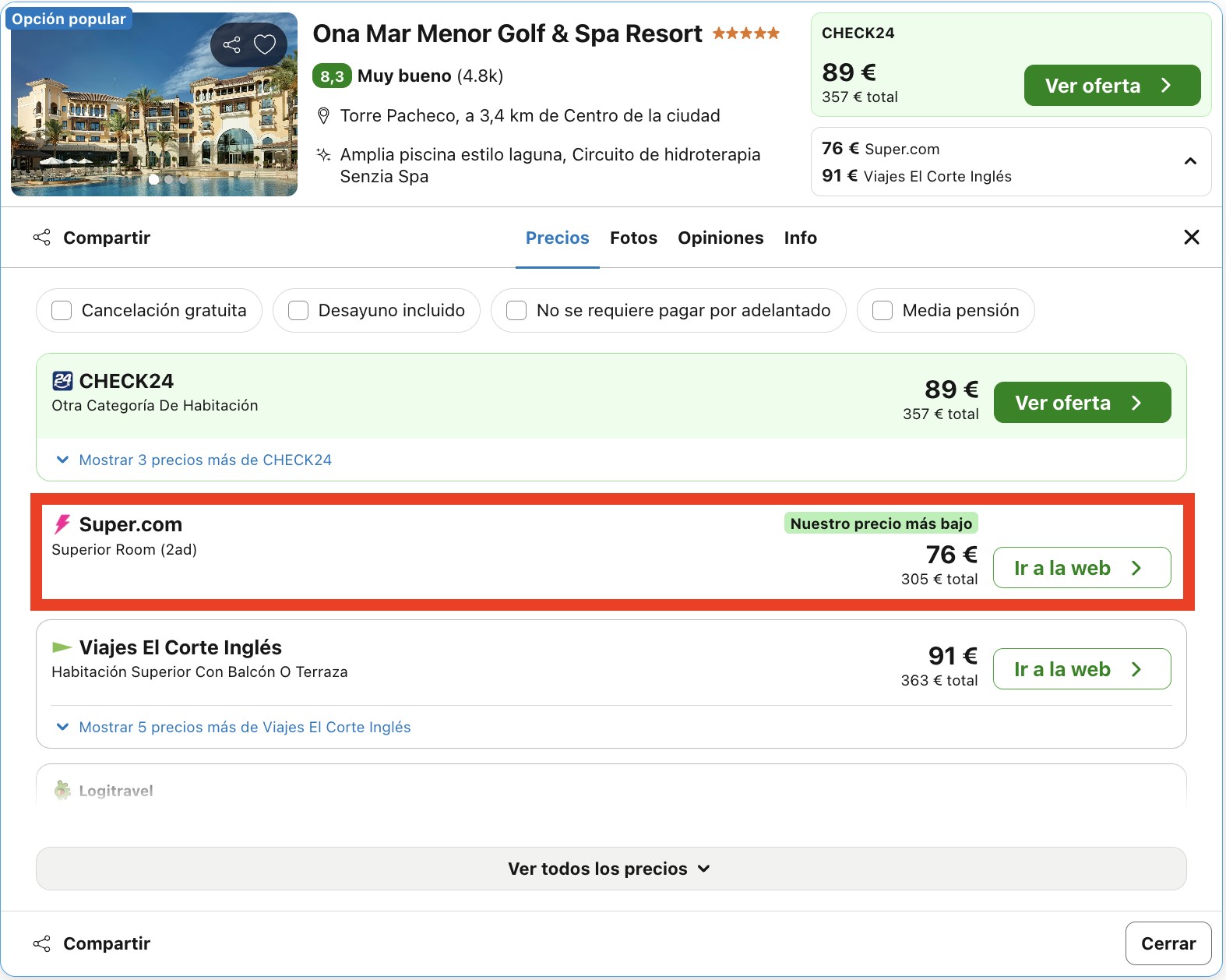 Diciembre de lujo en el Mar Menor: resort golf & spa 5* desde 38€ p.p./noche