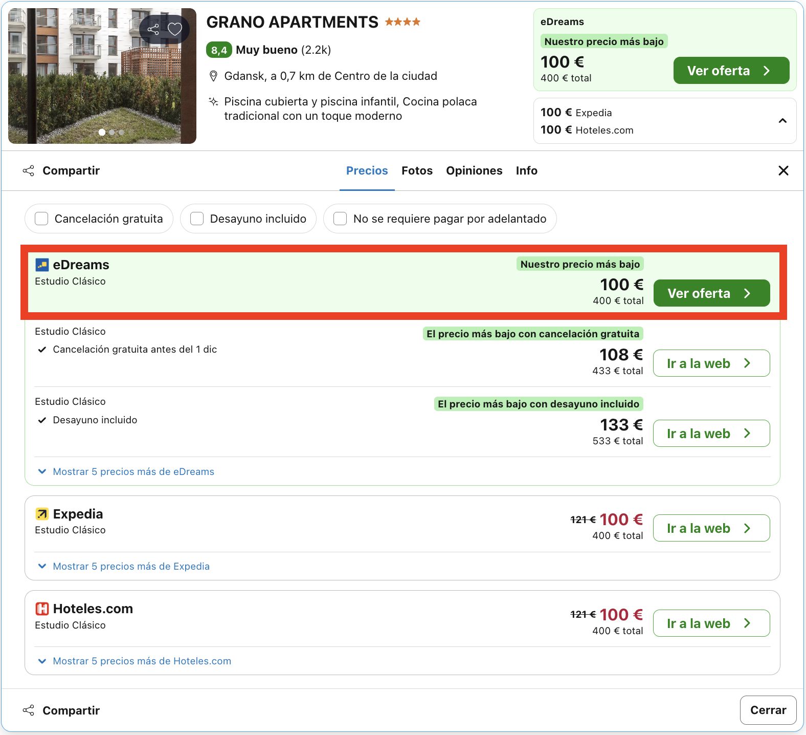 Puente de diciembre en Gdansk, Polonia: fabuloso aparthotel 4* desde 50€ p.p./noche