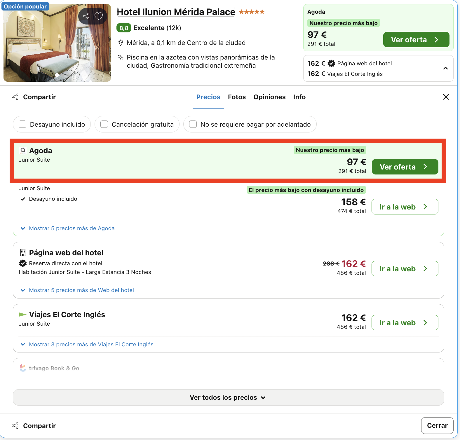 Última hora de lujo en Mérida: hotel 5* en el centro con piscina desde 48€ p.p./noche