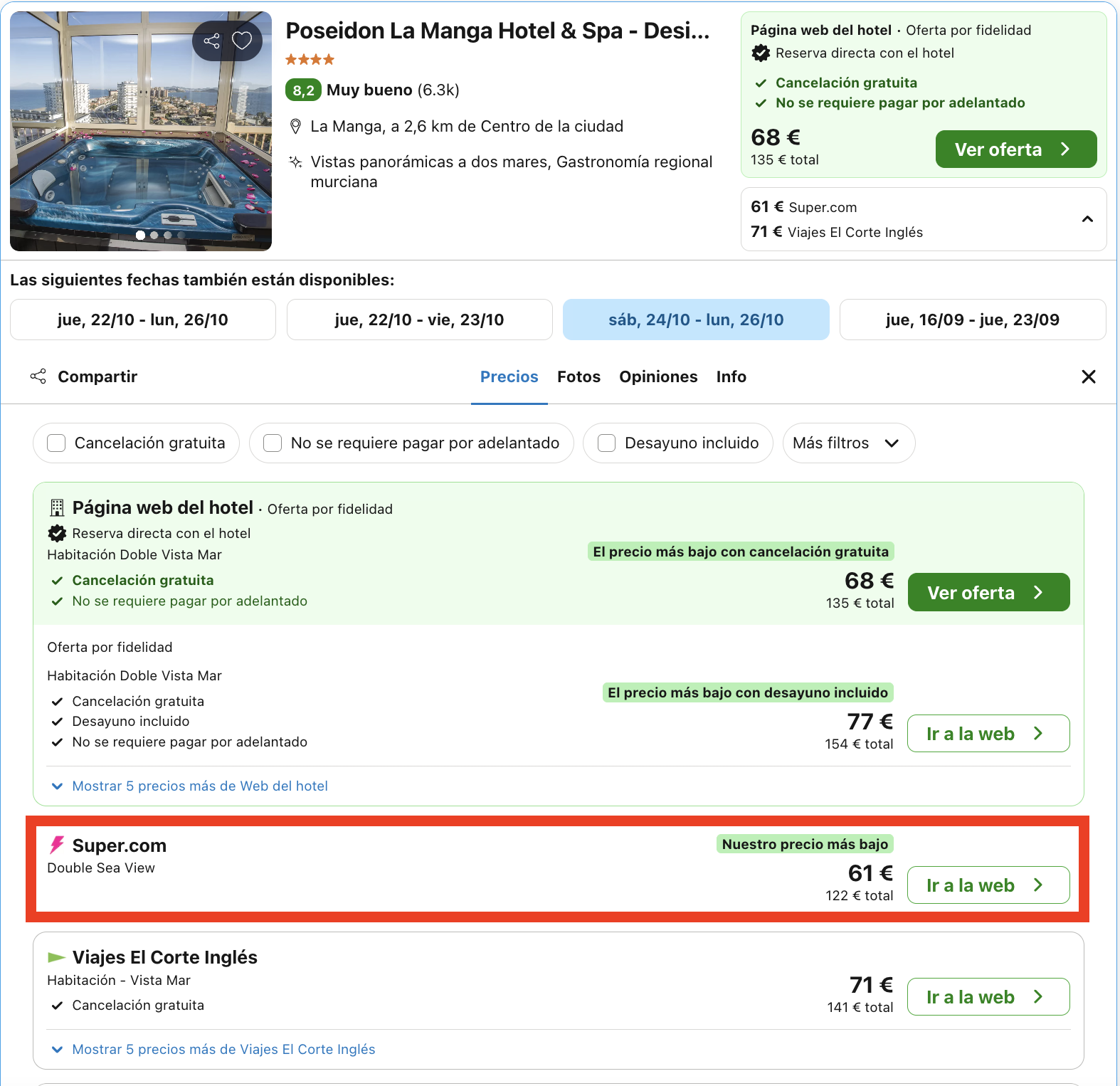 La Manga del Mar Menor: hotel & spa 4* diseñado solo para adultos desde solo 30€ p.p./noche