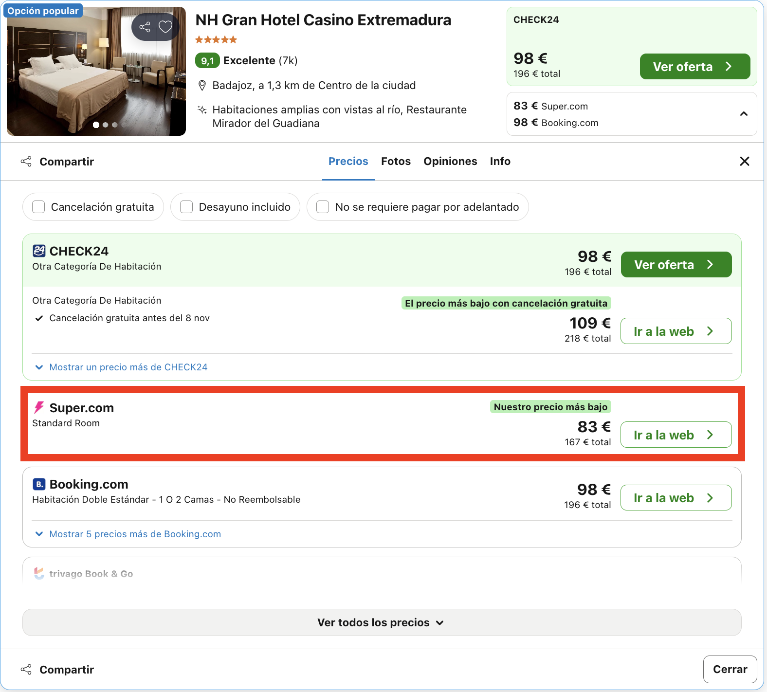NH Gran Hotel Casino de Extremadura 5* desde 41€ p.p./noche