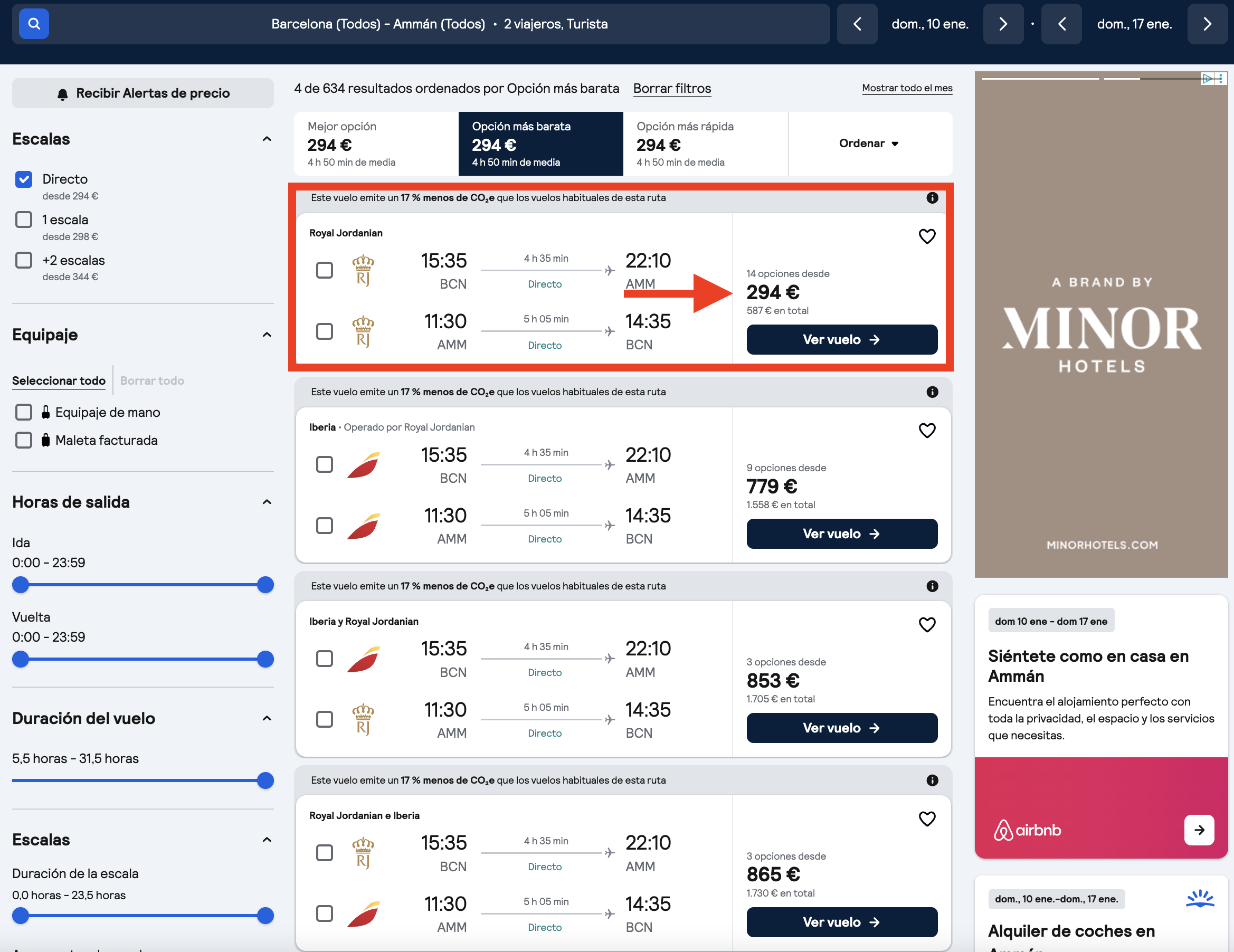 Vuelos directos a Jordania desde 294€ ida y vuelta