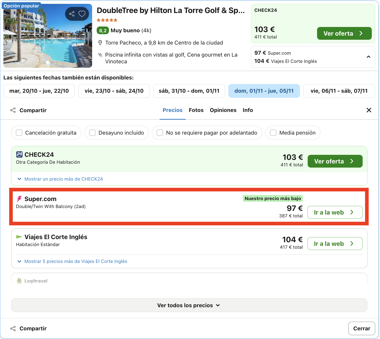 Resort Golf & Spa by Hilton 5* en el Mar Menor desde 48€ p.p./noche