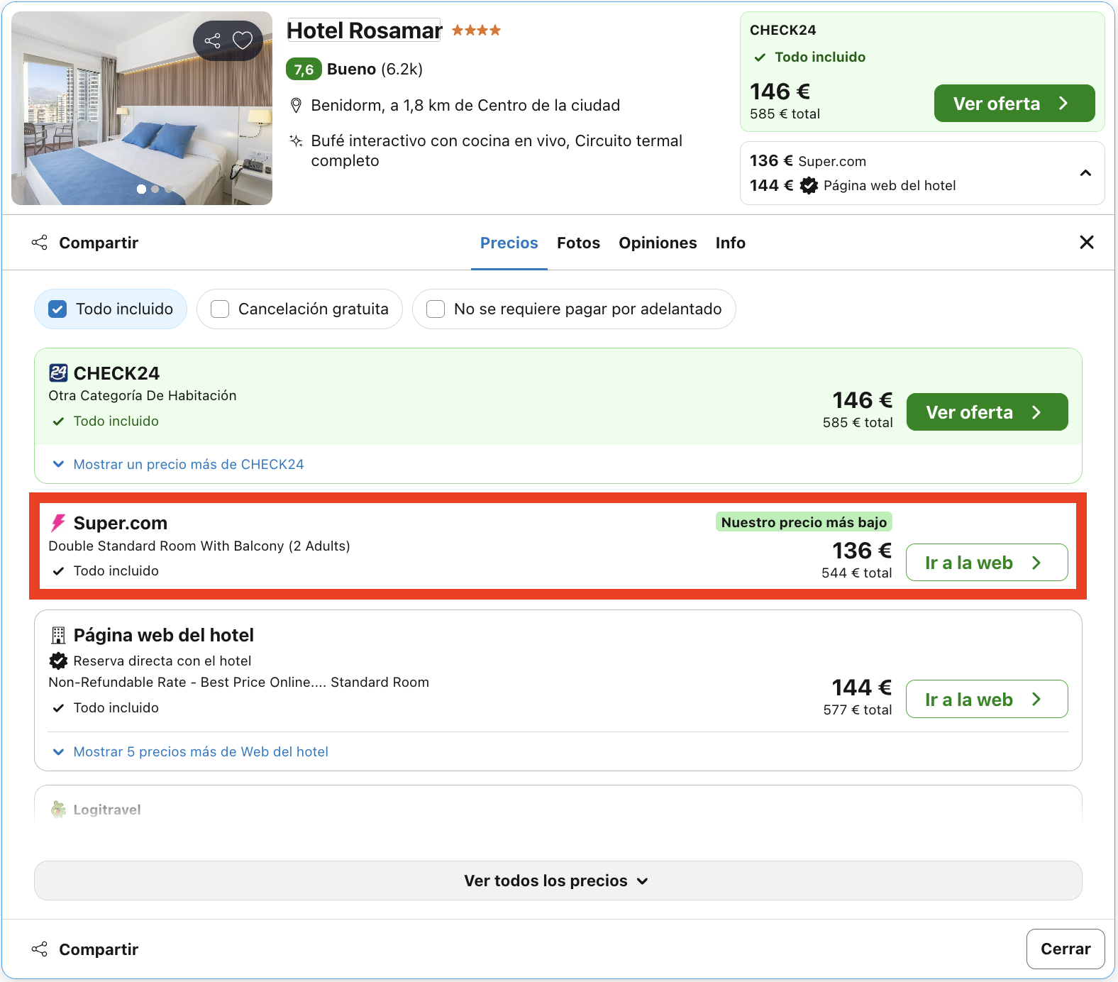 Noviembre en un hotel de la Costa Blanca con todas las comidas incluidas desde 68€ p.p./noche
