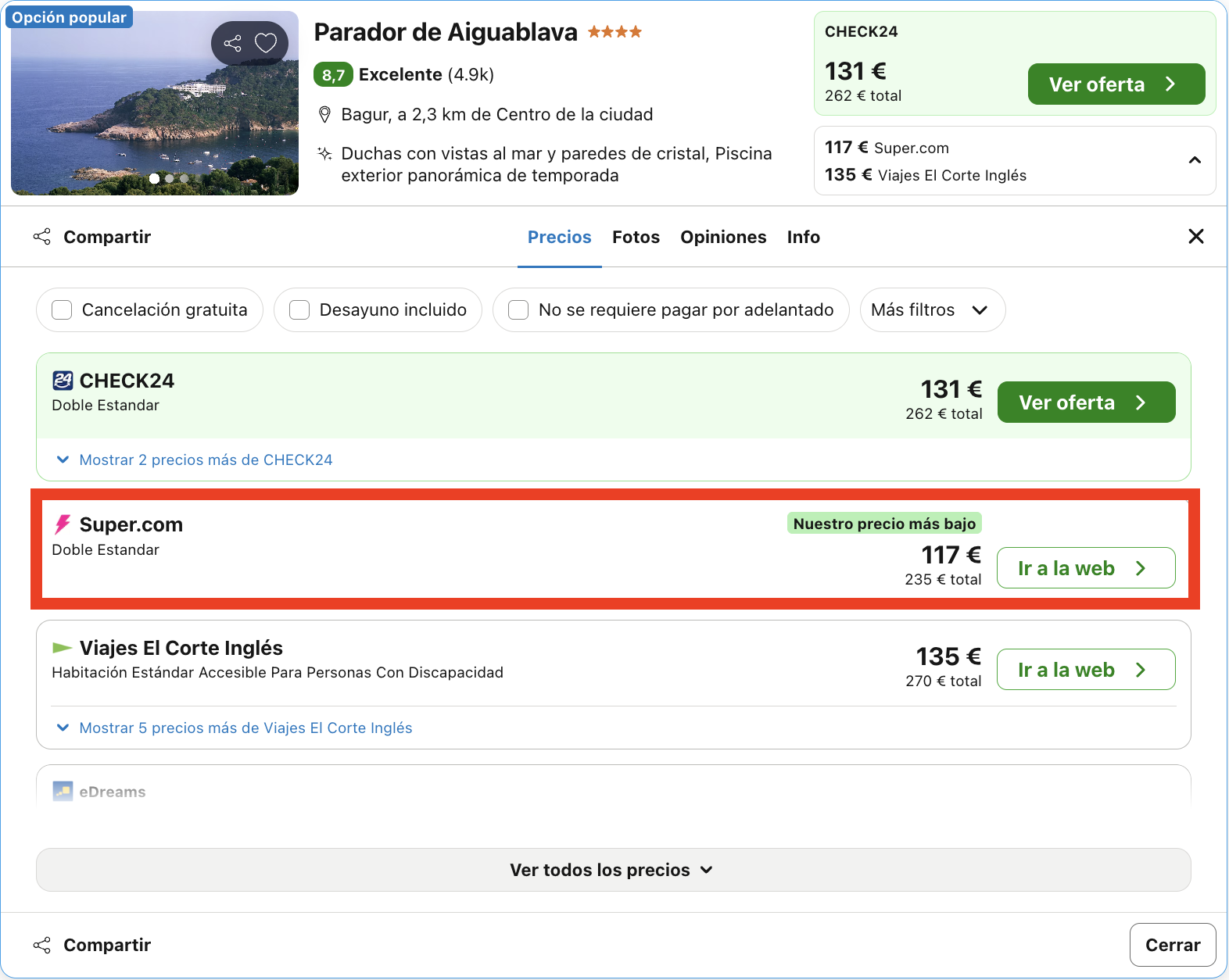 Encantador Parador sobre un acantilado en la Costa Brava desde 58€ p.p./noche