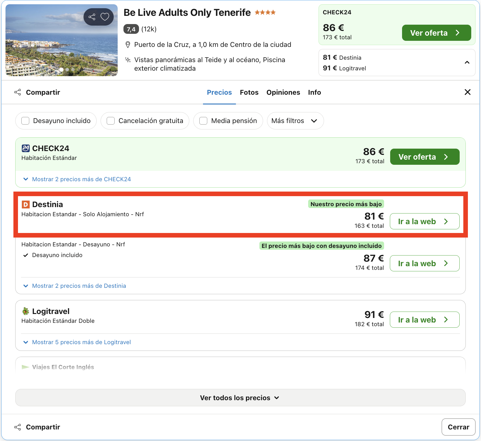 Hotel 4* en solo para adultos en Puerto de la Cruz desde 40€ p.p./noche