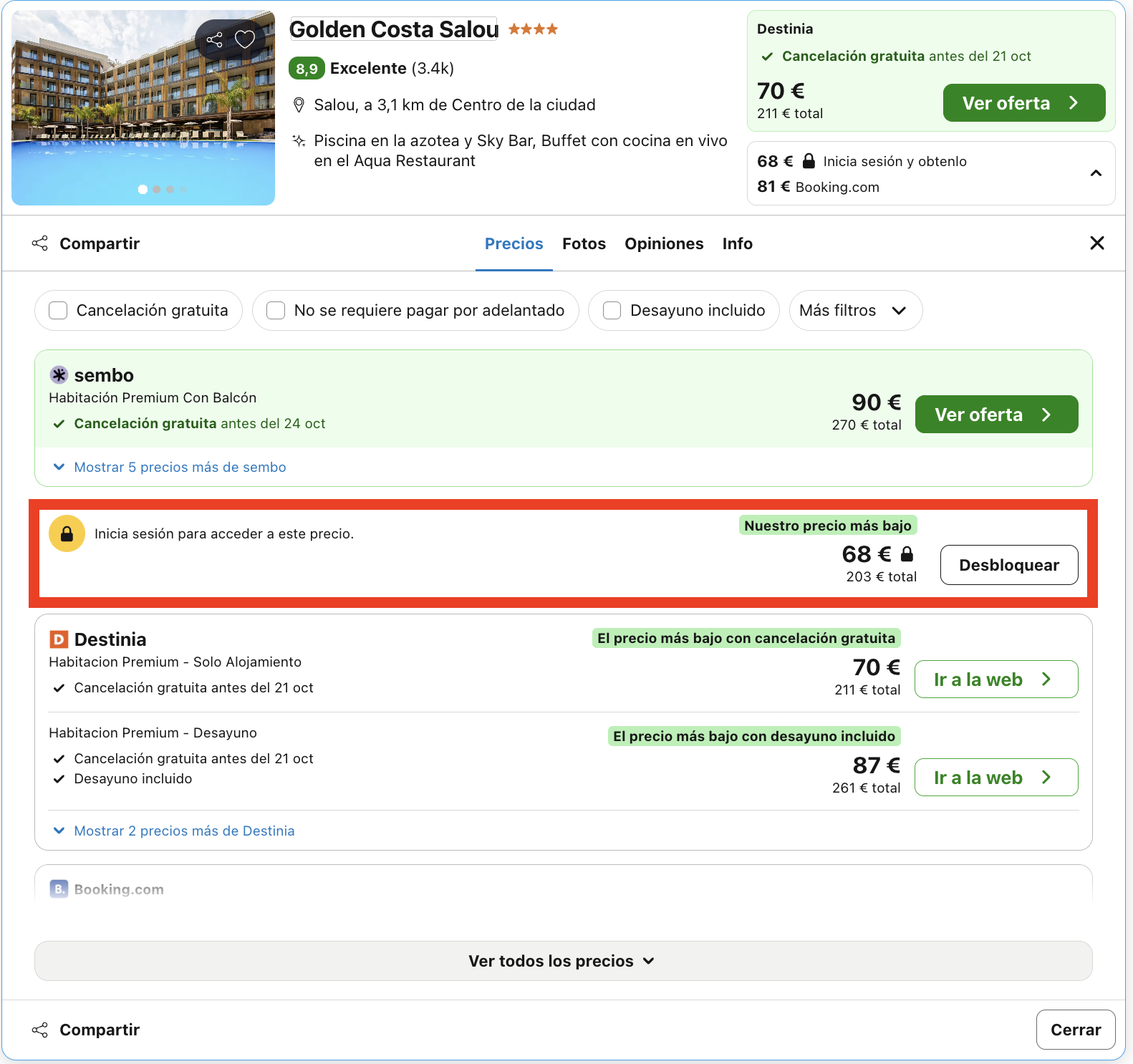 Escapada solo para adultos en Salou: encantador hotel 4* superior desde 34€ p.p./noche