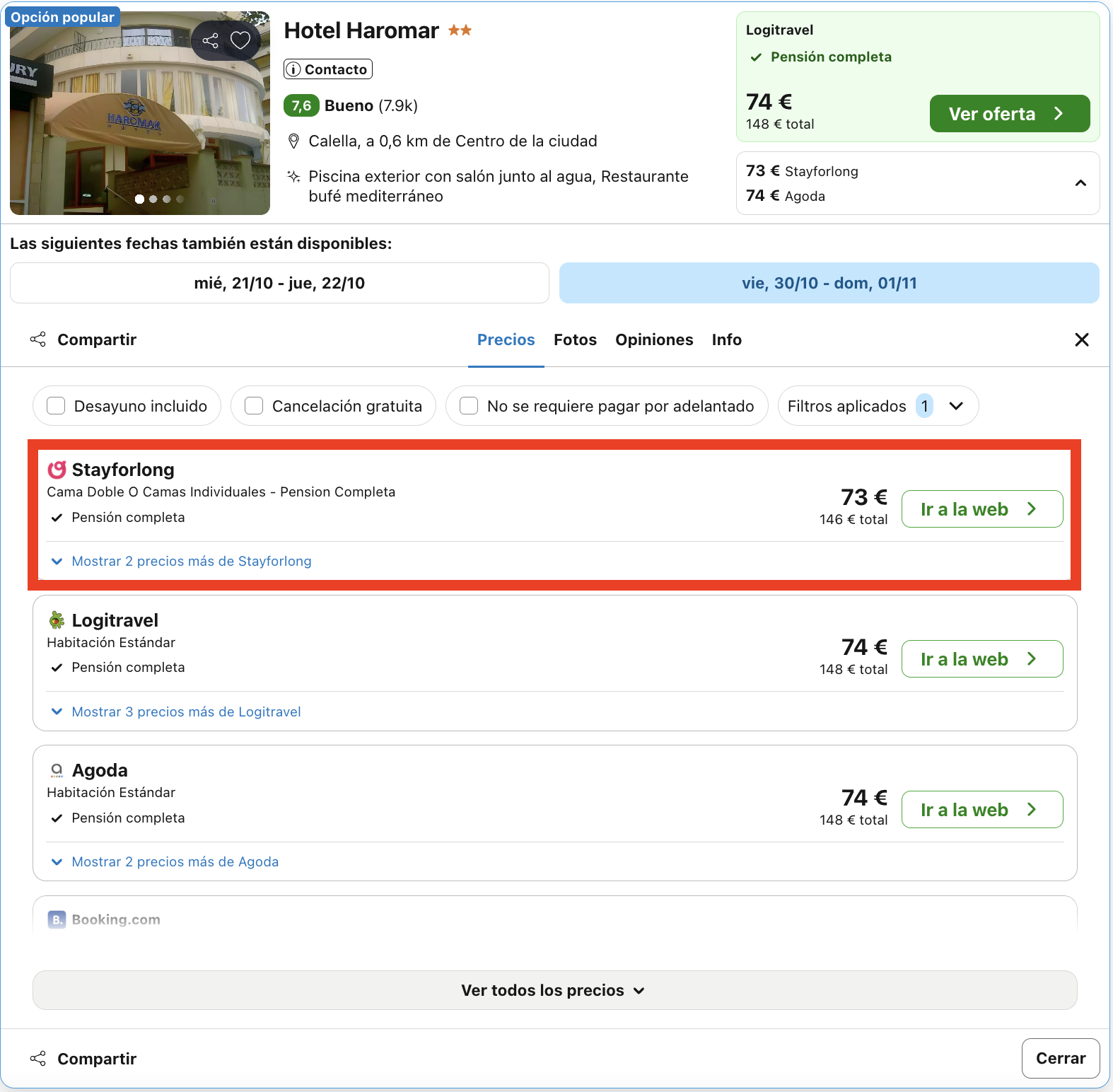 Hotel en primera línea de playa con todas las comidas incluidas desde 36€ p.p./noche