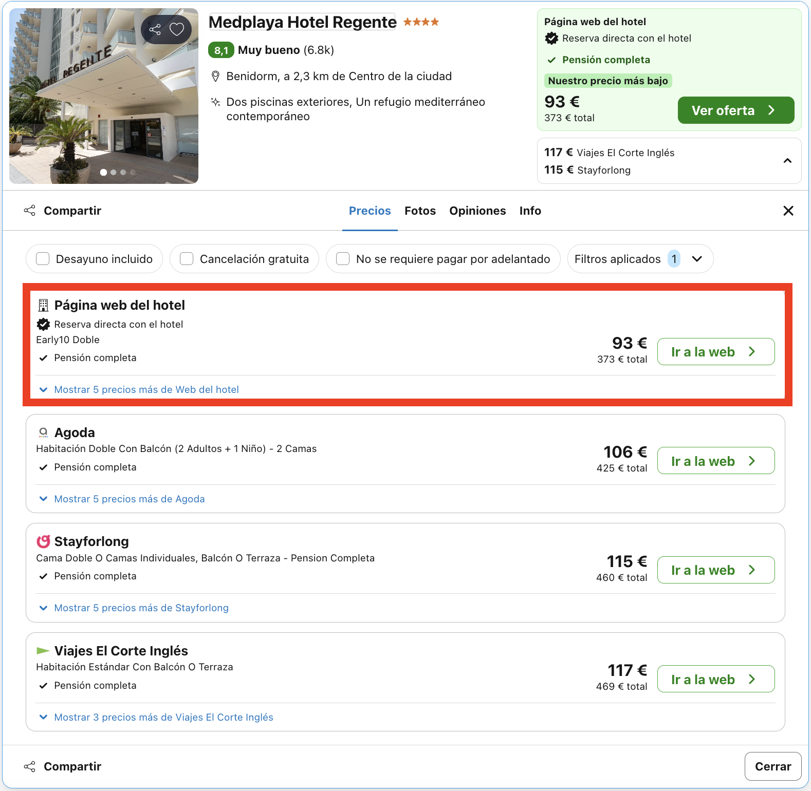 Noviembre en Benidorm: hotel 4* con todas las comidas incluidas desde 46€ p.p./noche