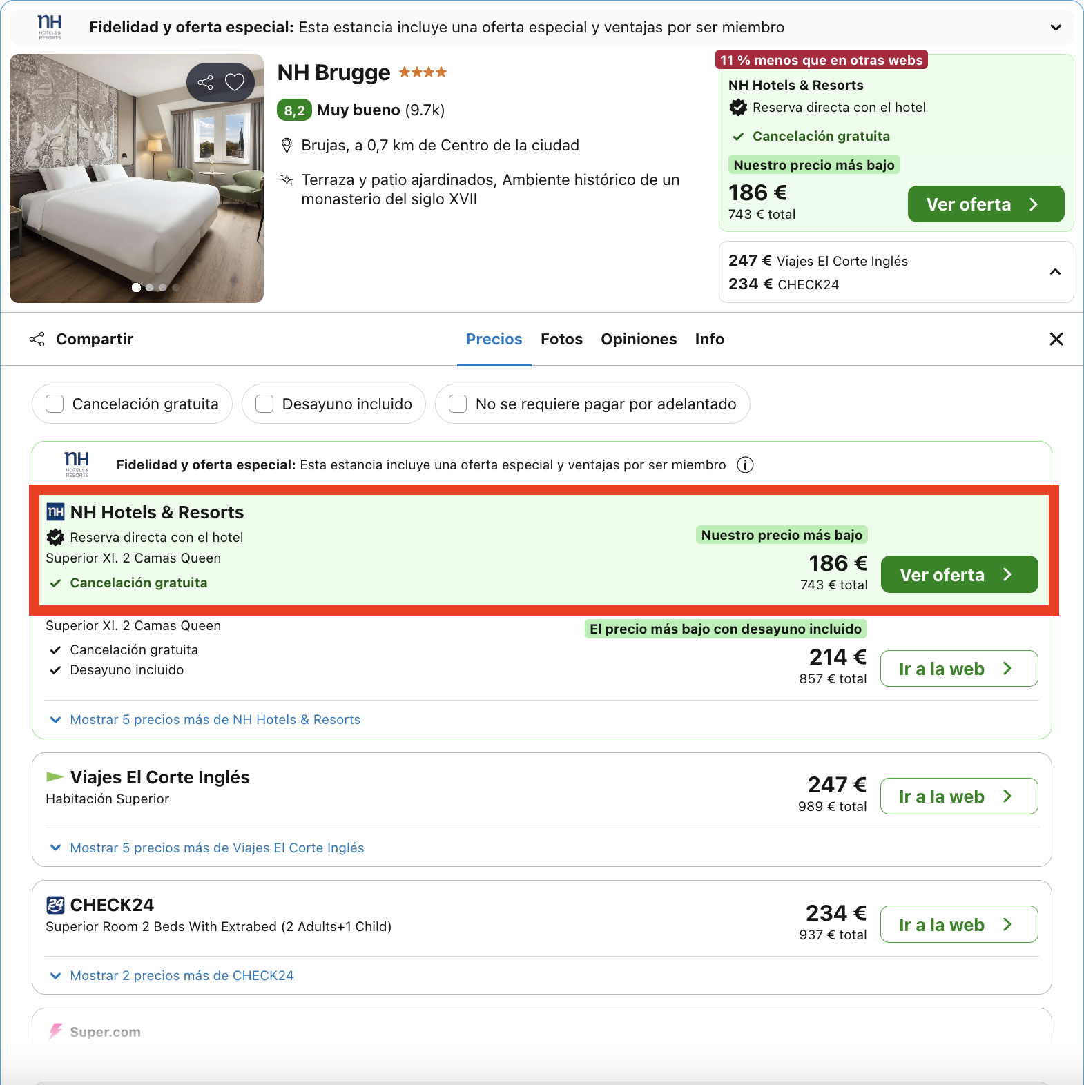 Mercados navideños en Brujas: hotel NH 4* céntrico desde 93€ p.p./noche