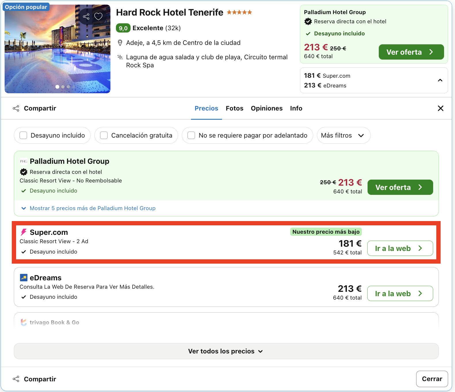 Escapada de lujo en el Hard Rock Hotel Tenerife 5* desde 90€ p.p./noche