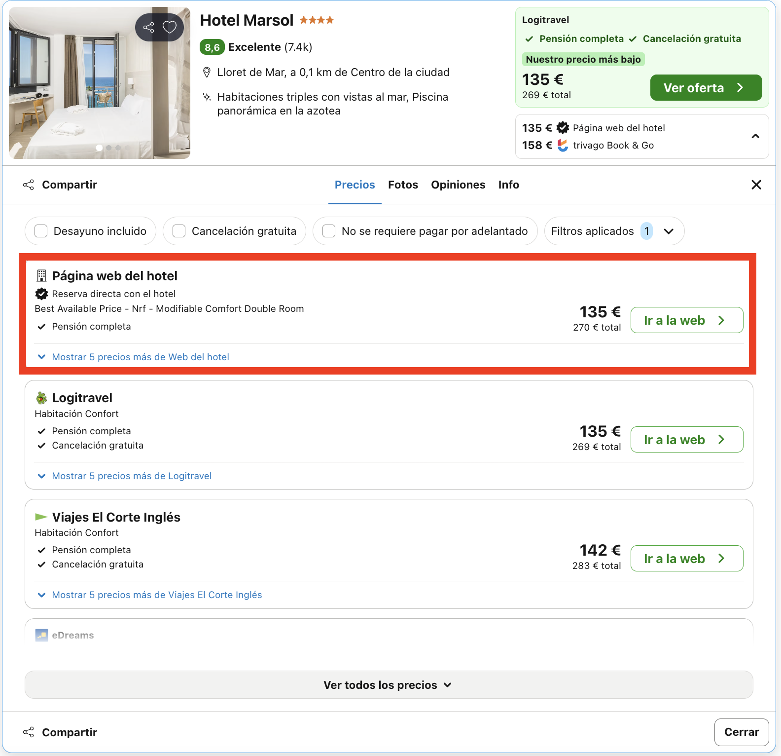 Costa Dorada: hotel a pie de playa con todas las comidas incluidas desde 67€ p.p./noche