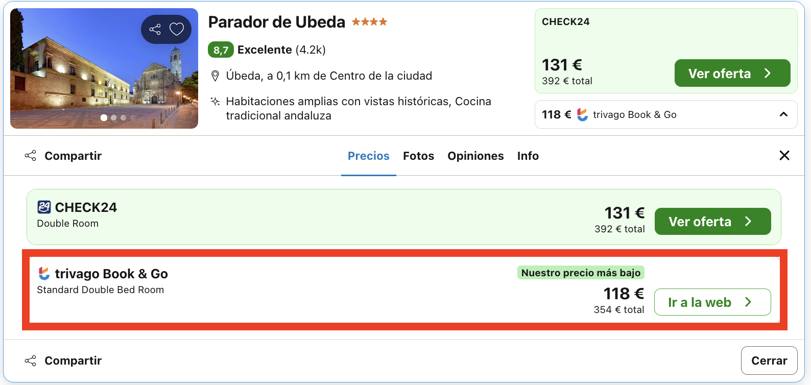 Parador ubicado en un antiguo palacio renacentista del siglo XVI desde 59€ p.p./noche