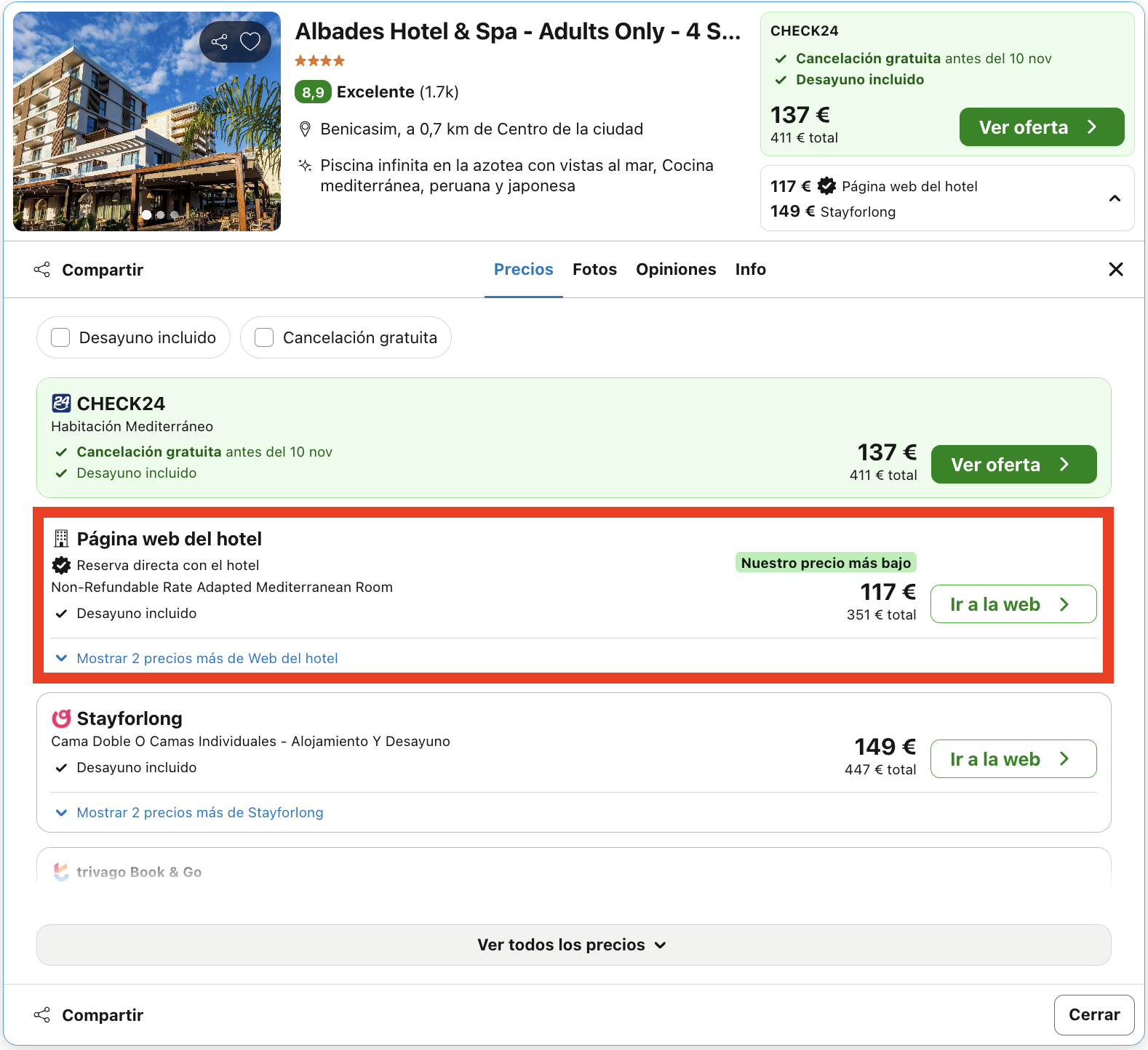 Hotel 4* solo para adultos con piscina en la azotea desde 58€ p.p./noche