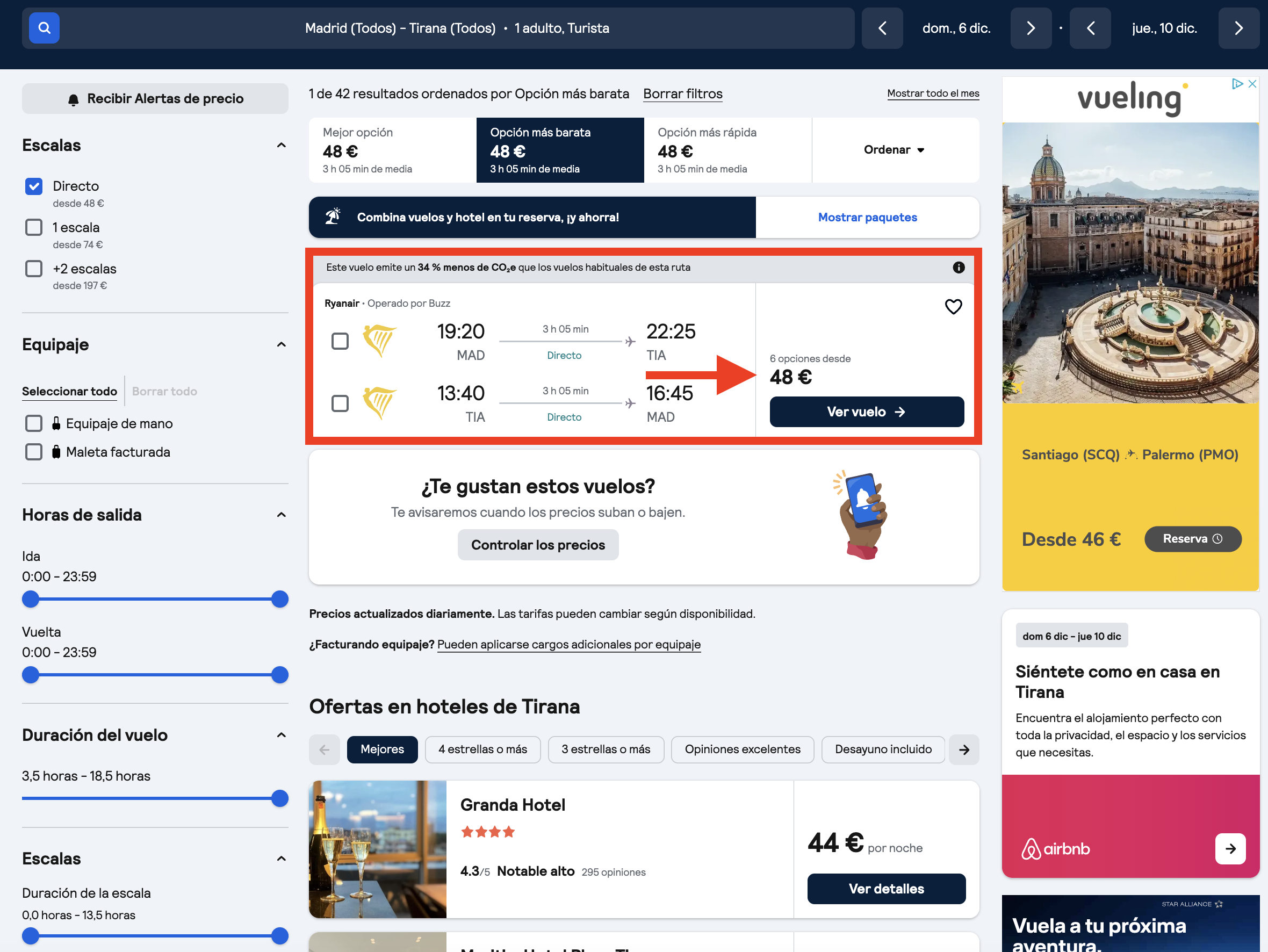 Vuelos a Tirana (Albania) desde solo 48€ ida y vuelta