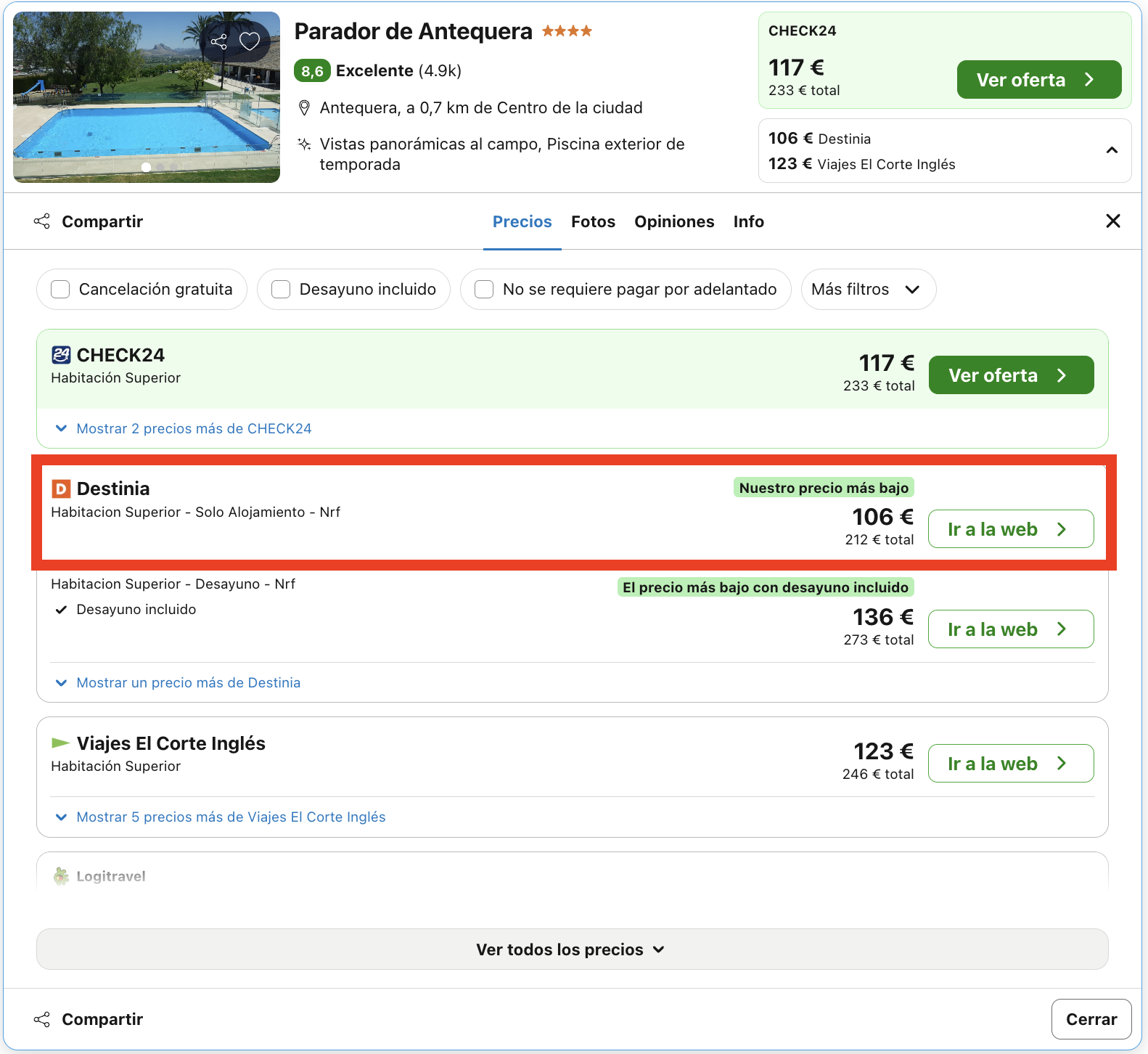 Parador de diseño contemporáneo y vistas panorámicas desde 53€ p.p./noche